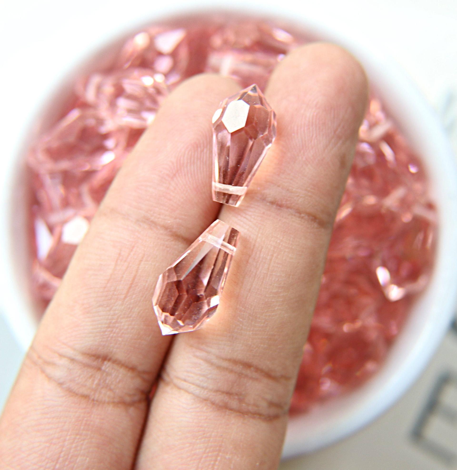 Vintage Czech Blush Rose crystal Drops 18x9 MM Fancy Crystal drops 3/12/36 Pieces