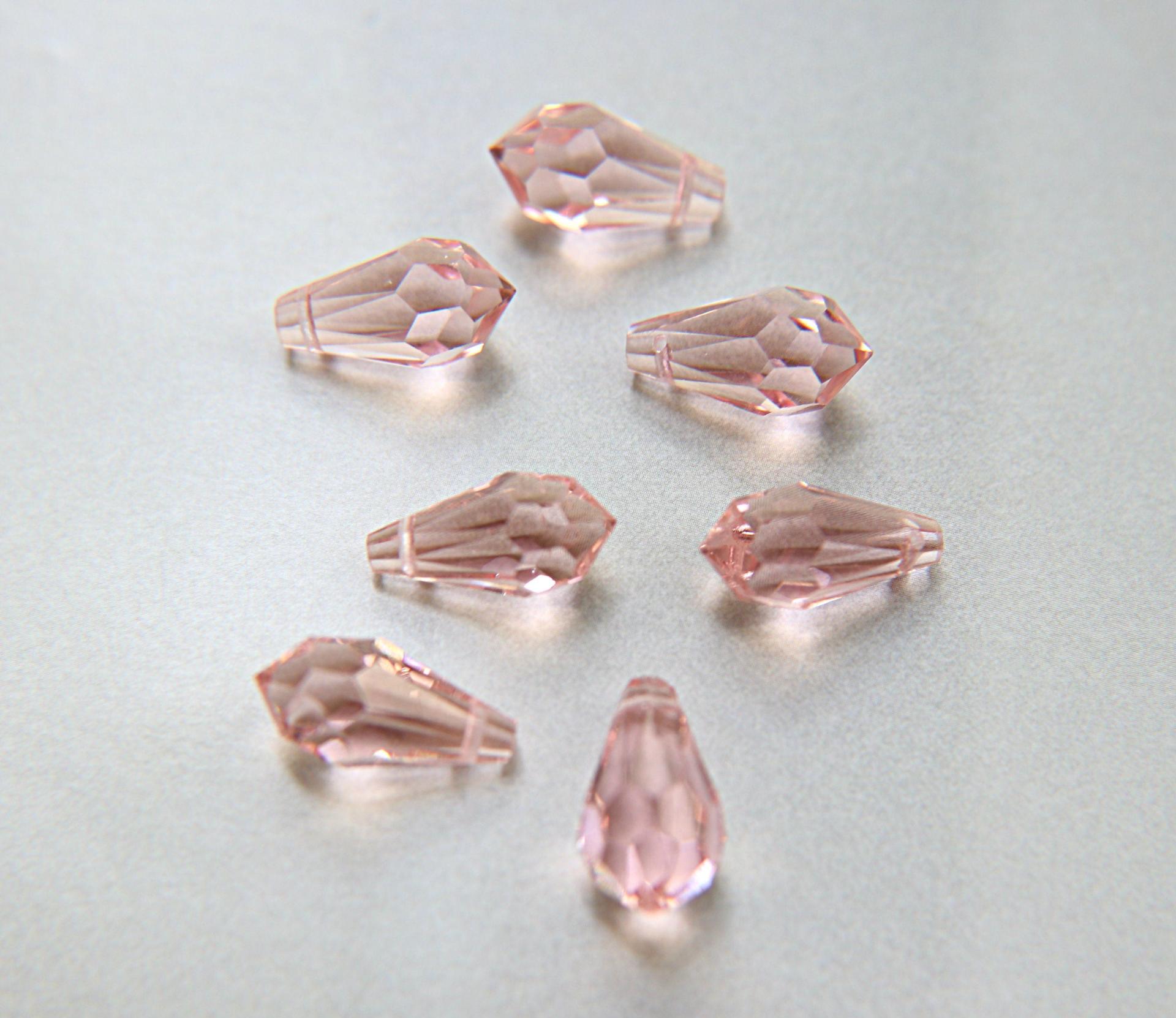 Vintage Czech Blush Rose crystal Drops 18x9 MM Fancy Crystal drops 3/12/36 Pieces