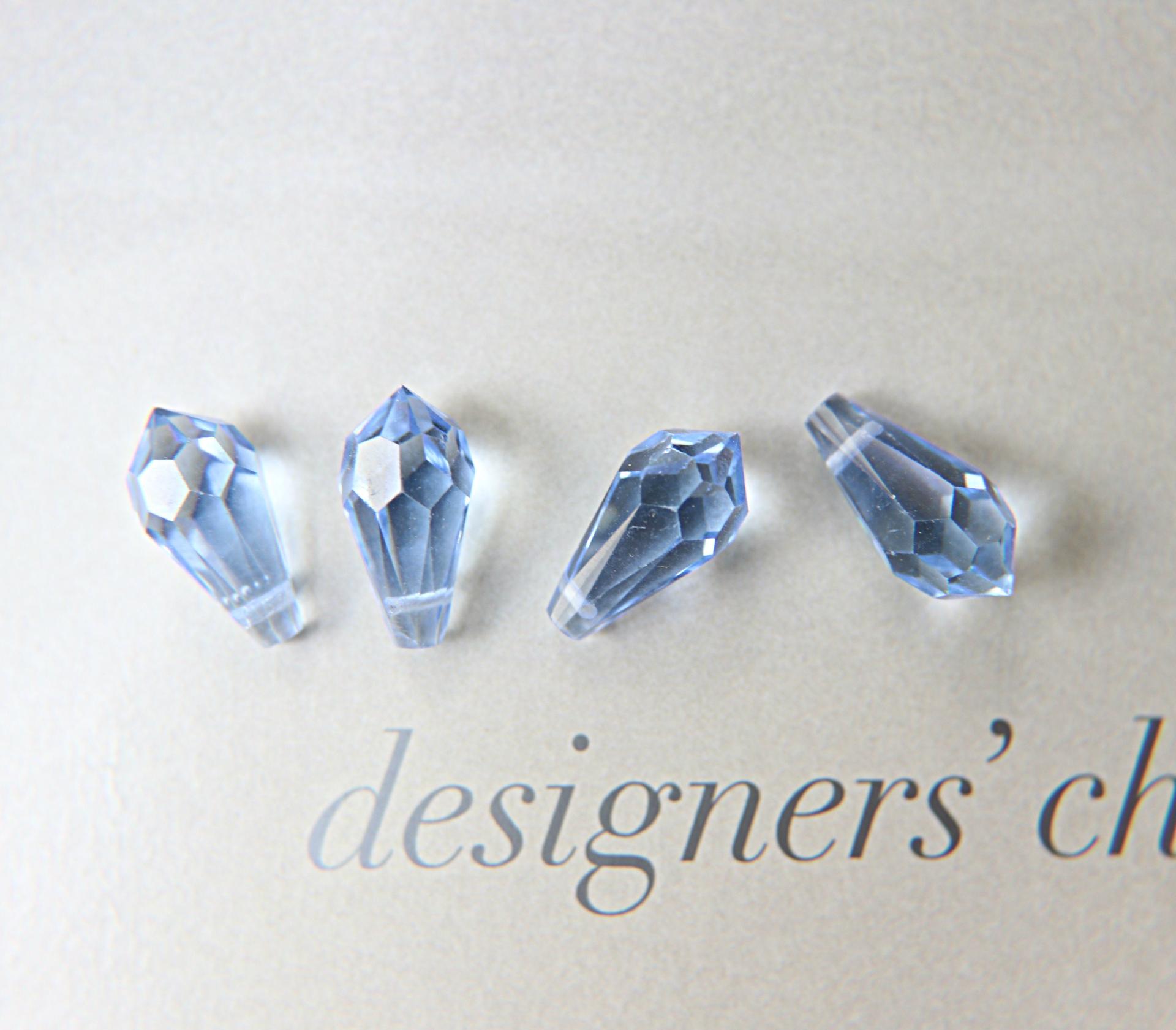 Vintage Czech Light Sapphire crystal Drops 18x9 MM Fancy Crystal drops 3/12/36 Pieces