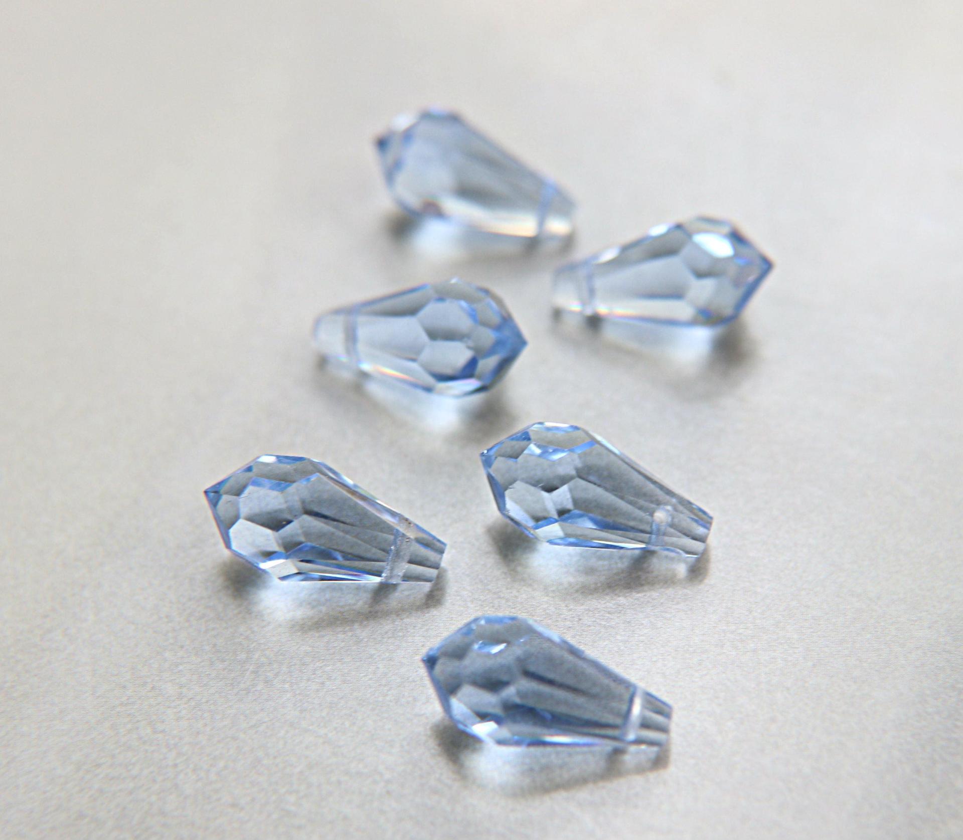 Vintage Czech Light Sapphire crystal Drops 18x9 MM Fancy Crystal drops 3/12/36 Pieces