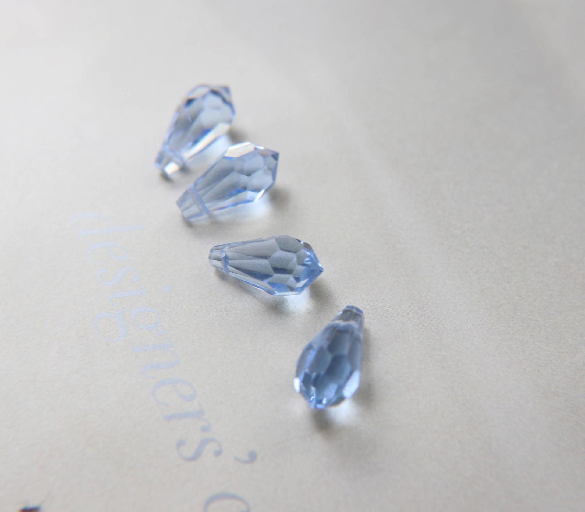 Vintage Czech Light Sapphire crystal Drops 18x9 MM Fancy Crystal drops 3/12/36 Pieces