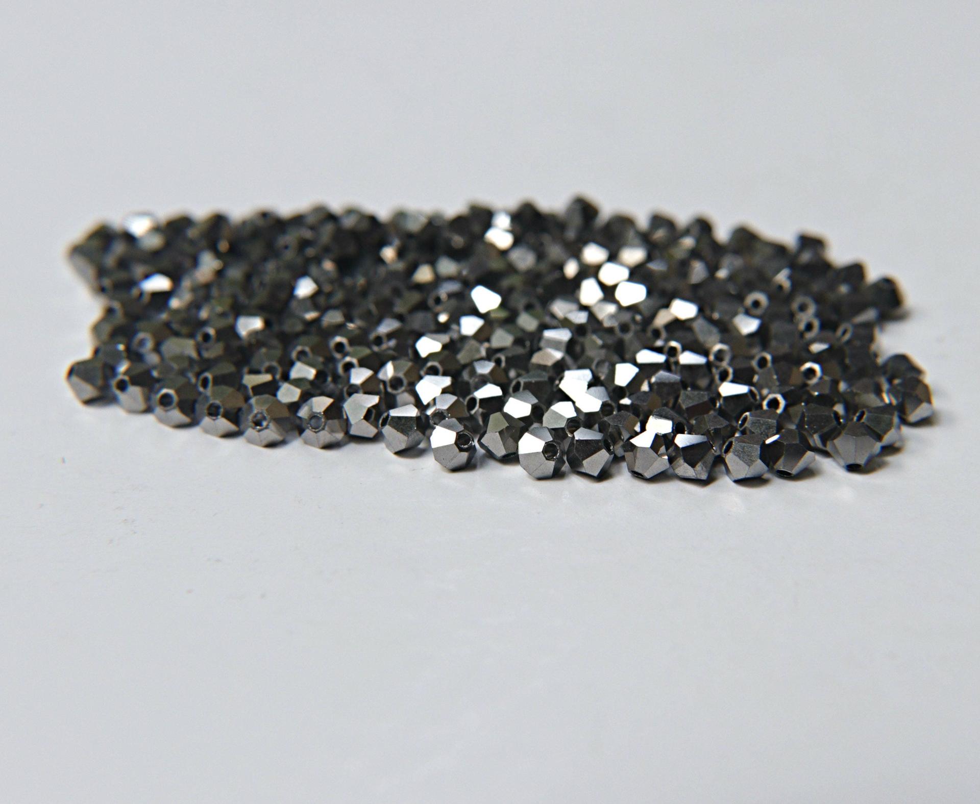 Swarovski Bicone (4mm) Metallic Gunmetal FC 2X crystal Beads 36/72/144/432/720 Pieces embroidery materials / couture embellishments