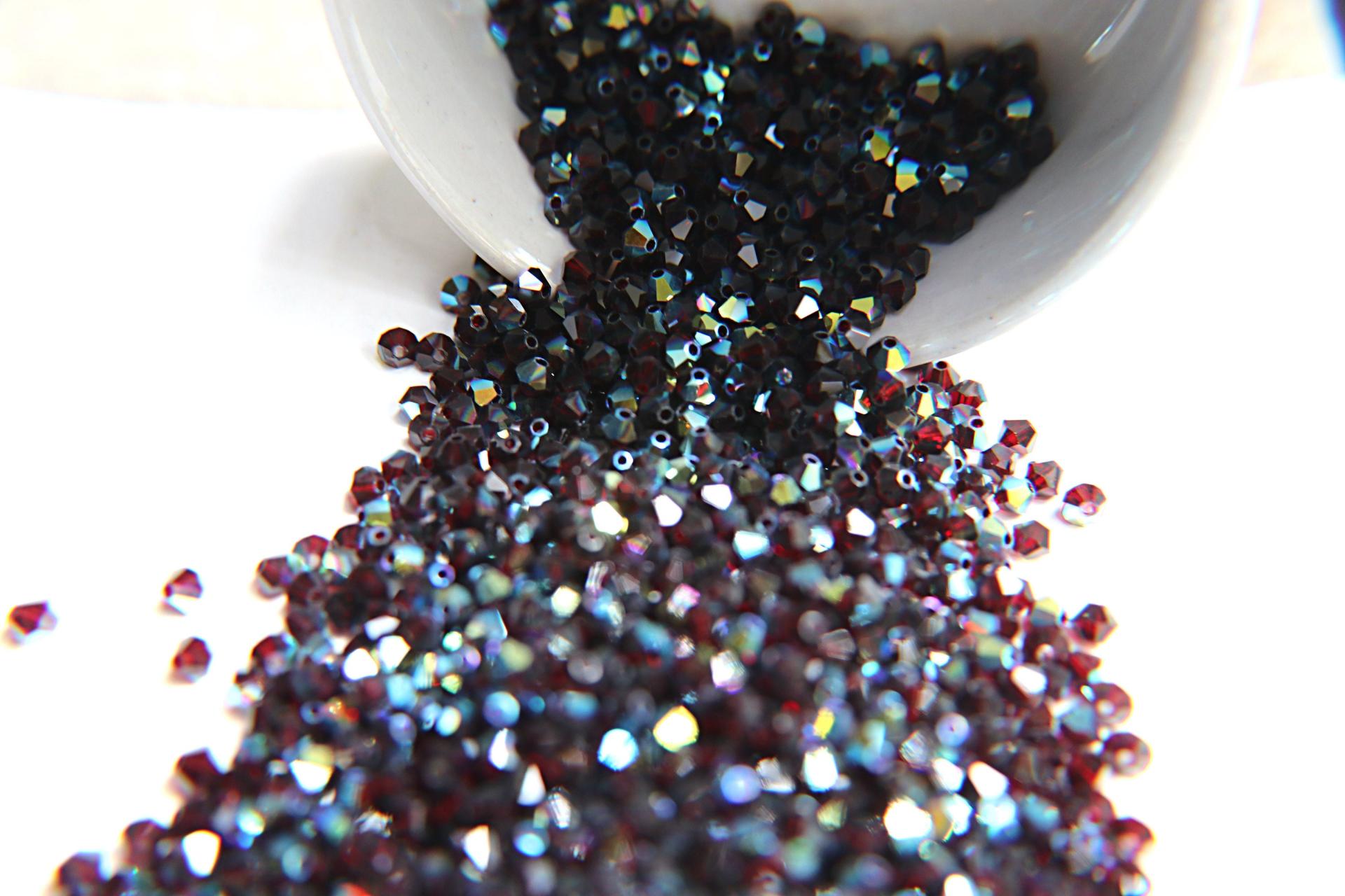 Swarovski (3/4mm) Garnet Aurore Boreale (241) Bicones 36/72/144/432/720 Pieces Jewelry making beads, PREMIUM BEADS, sew materials, couture