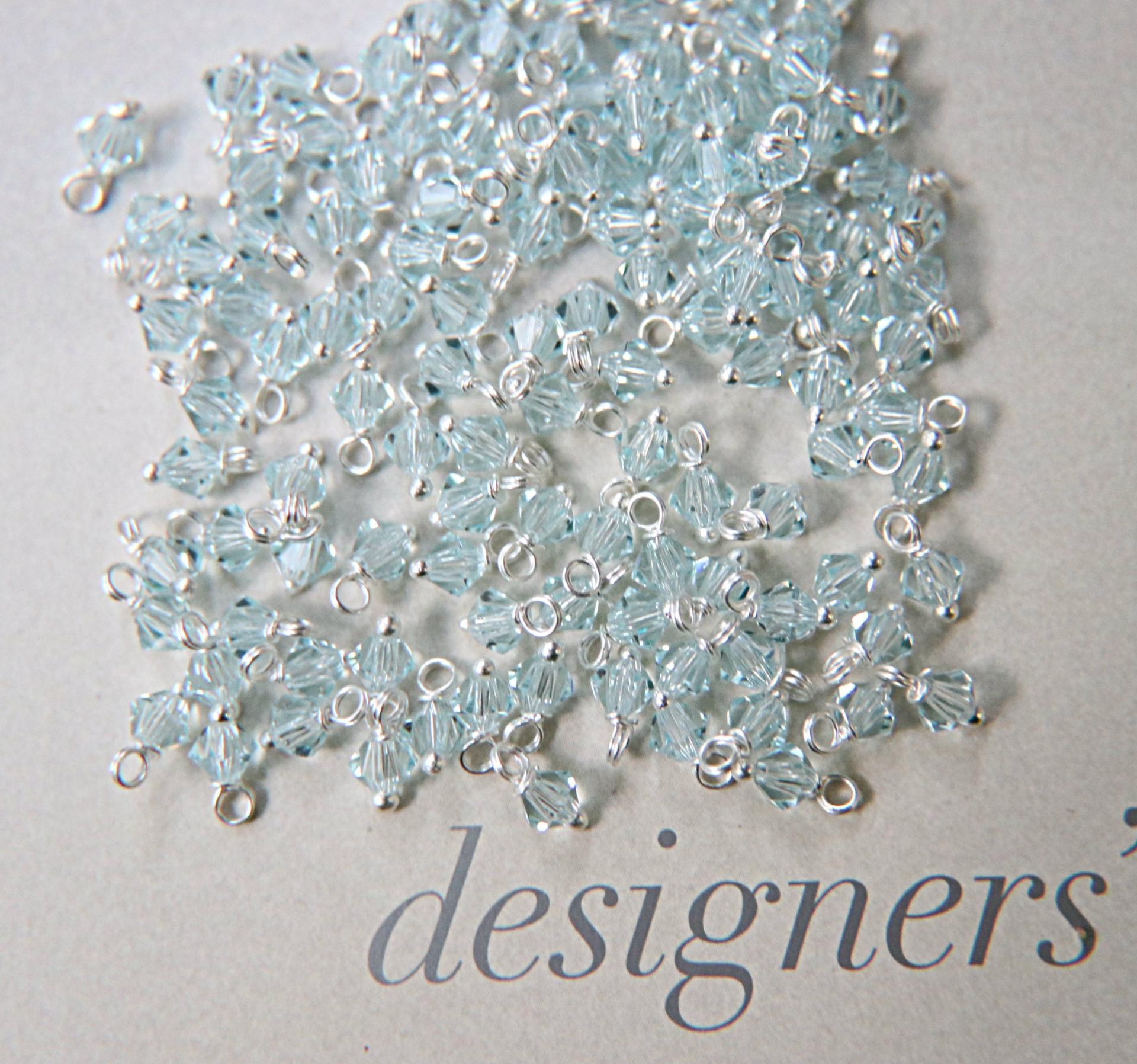 4mm Swarovski Light Azore crystal dangles in Sterling Silver wire wrapped- charms- drops- jewelry making 72/144/432/1000Pieces