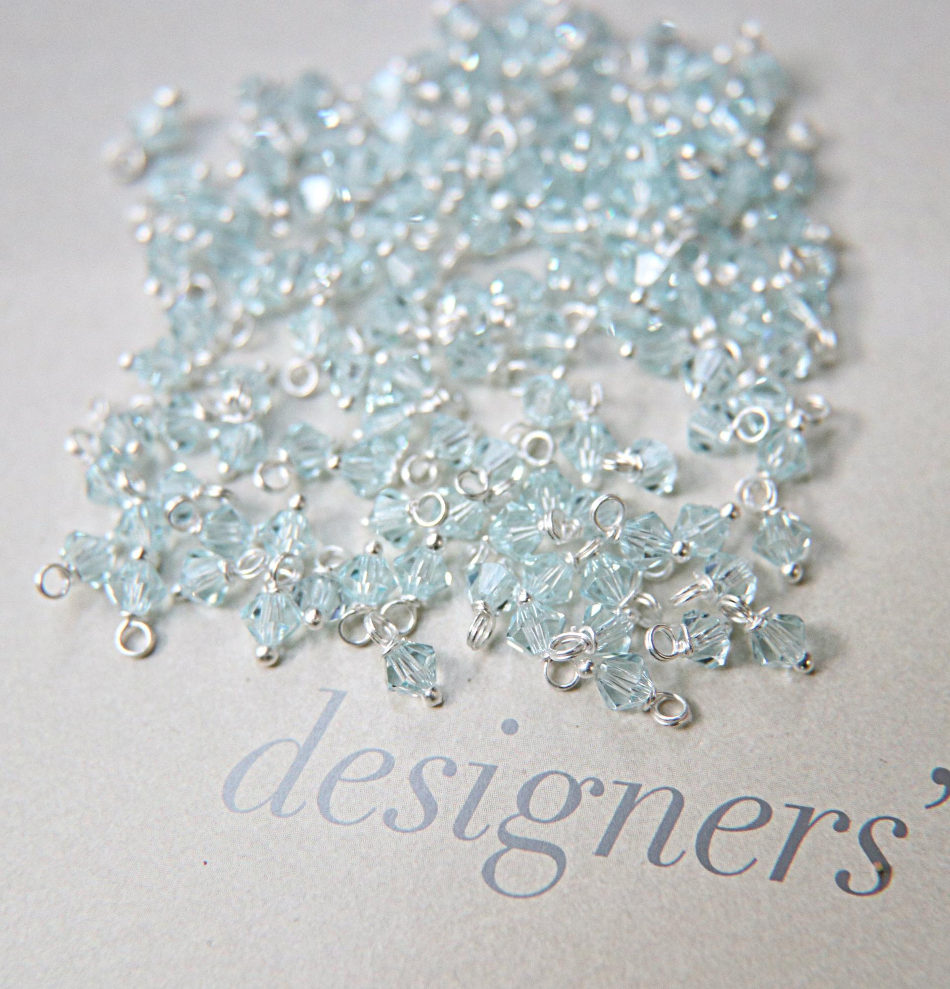 4mm Swarovski Light Azore crystal dangles in Sterling Silver wire wrapped- charms- drops- jewelry making 72/144/432/1000Pieces