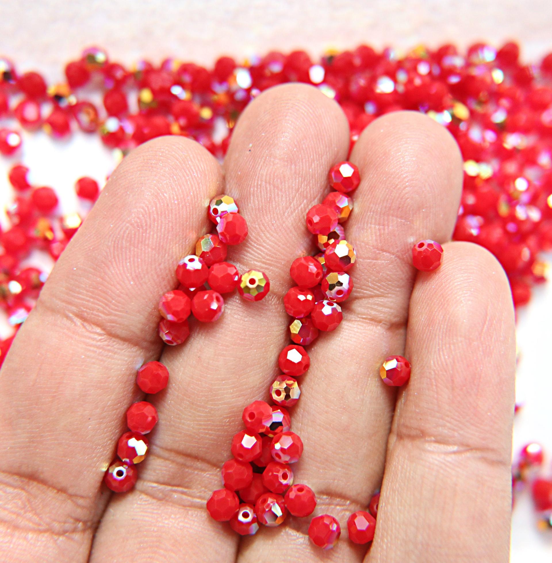 4mm Swarovski 5000 Dark Red Coral Aurore Boreale Faceted Round Beads 6/12/36/72/144/288/720/1440 Pieces Jewelry making beads