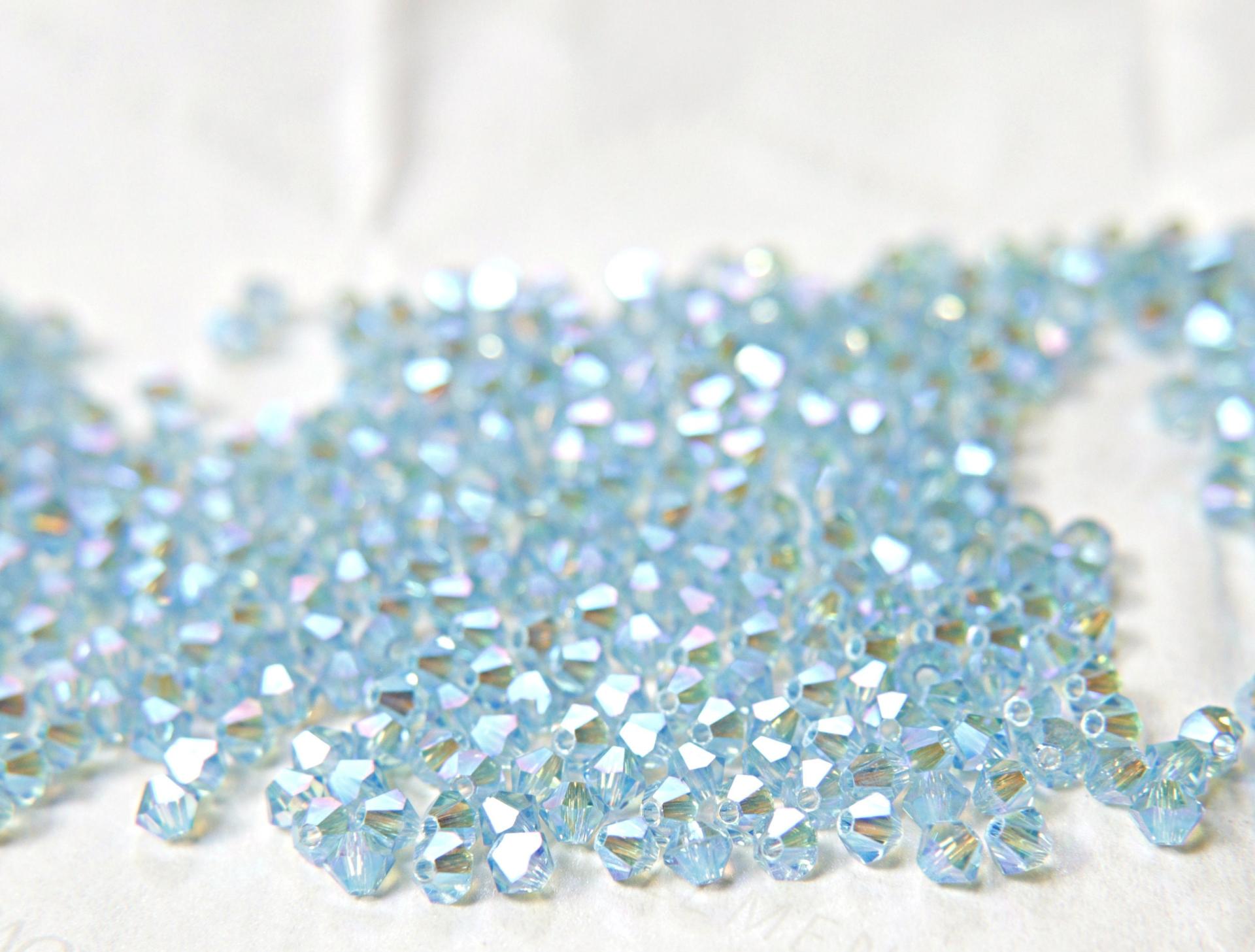 Swarovski (3/4mm) Aquamarine AB 2X FC Bicones Beads Rainbow 36/72/144/432/720 Pieces (202), embellishments couture, jewelry making