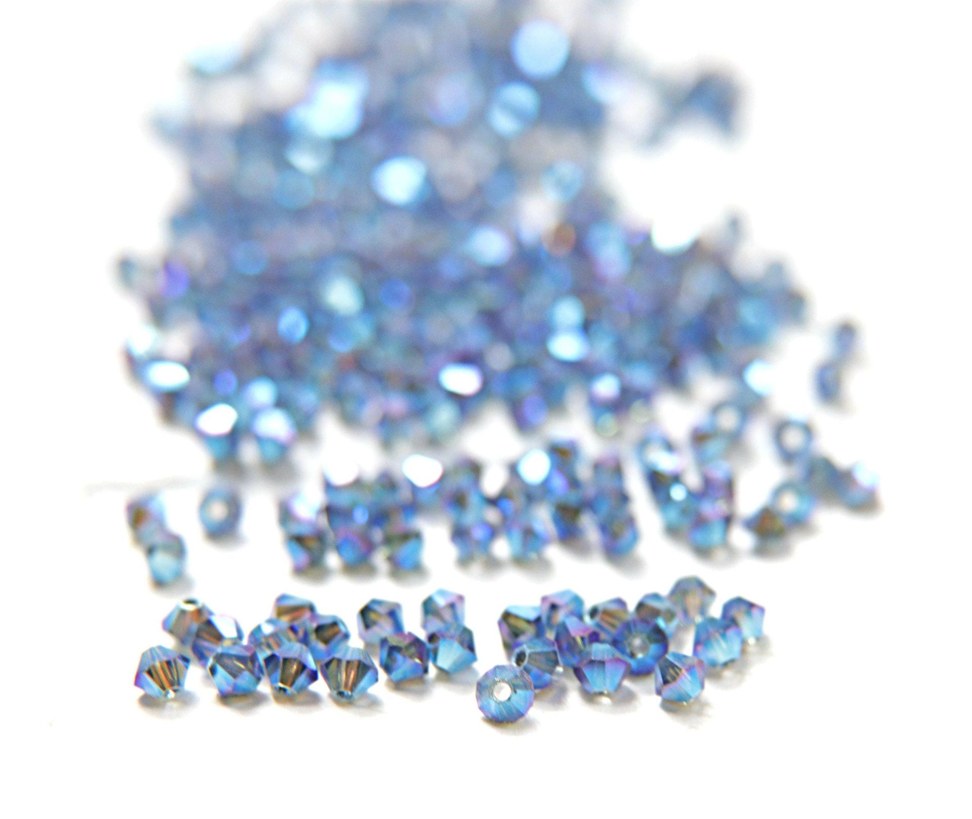 Swarovski (4mm) Montana AB 2X FC Bicones Rainbow Beads 36/72/144/432/720 Pieces (207) embroidery materials, embellishments couture
