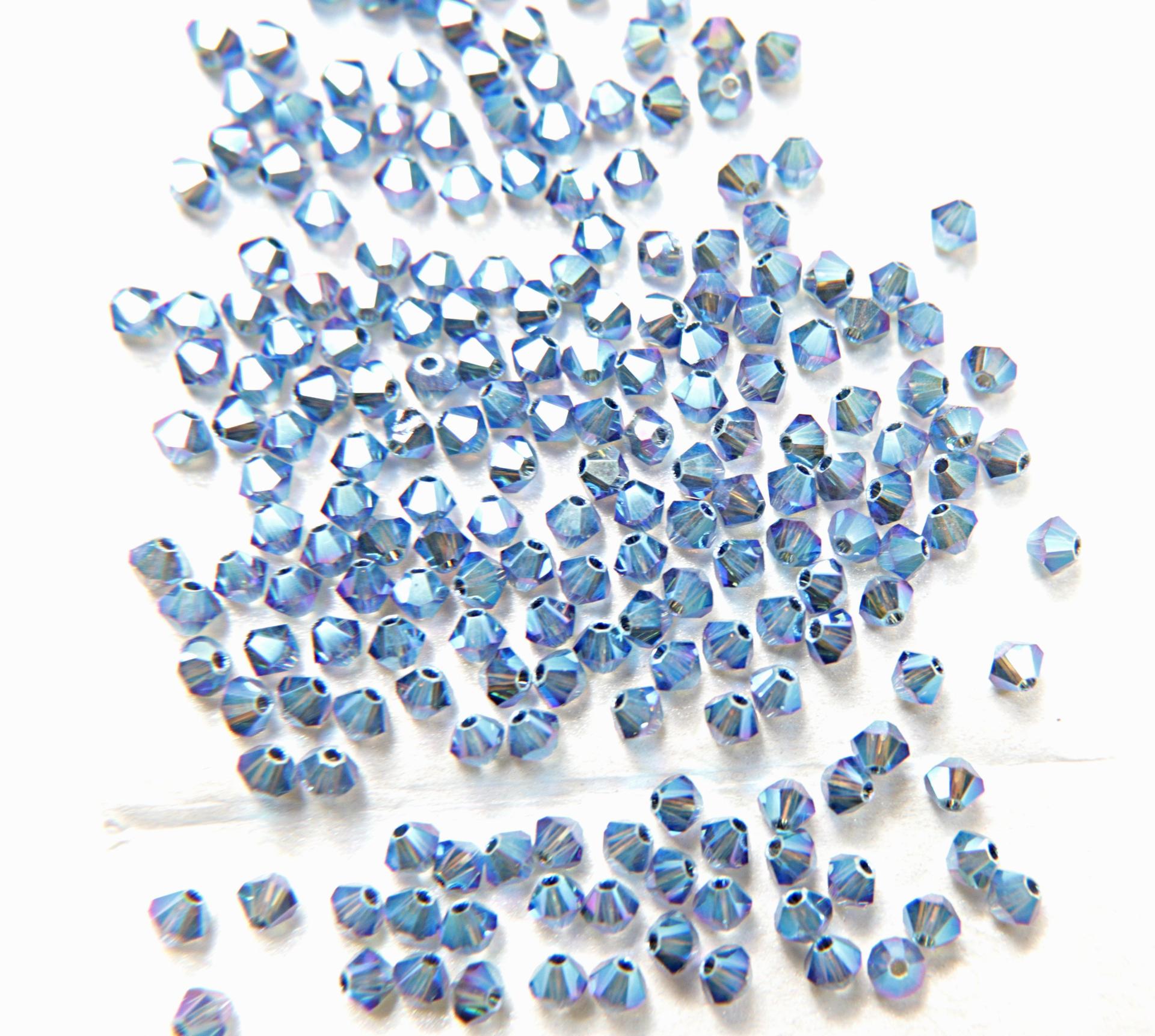 Swarovski (4mm) Montana AB 2X FC Bicones Rainbow Beads 36/72/144/432/720 Pieces (207) embroidery materials, embellishments couture
