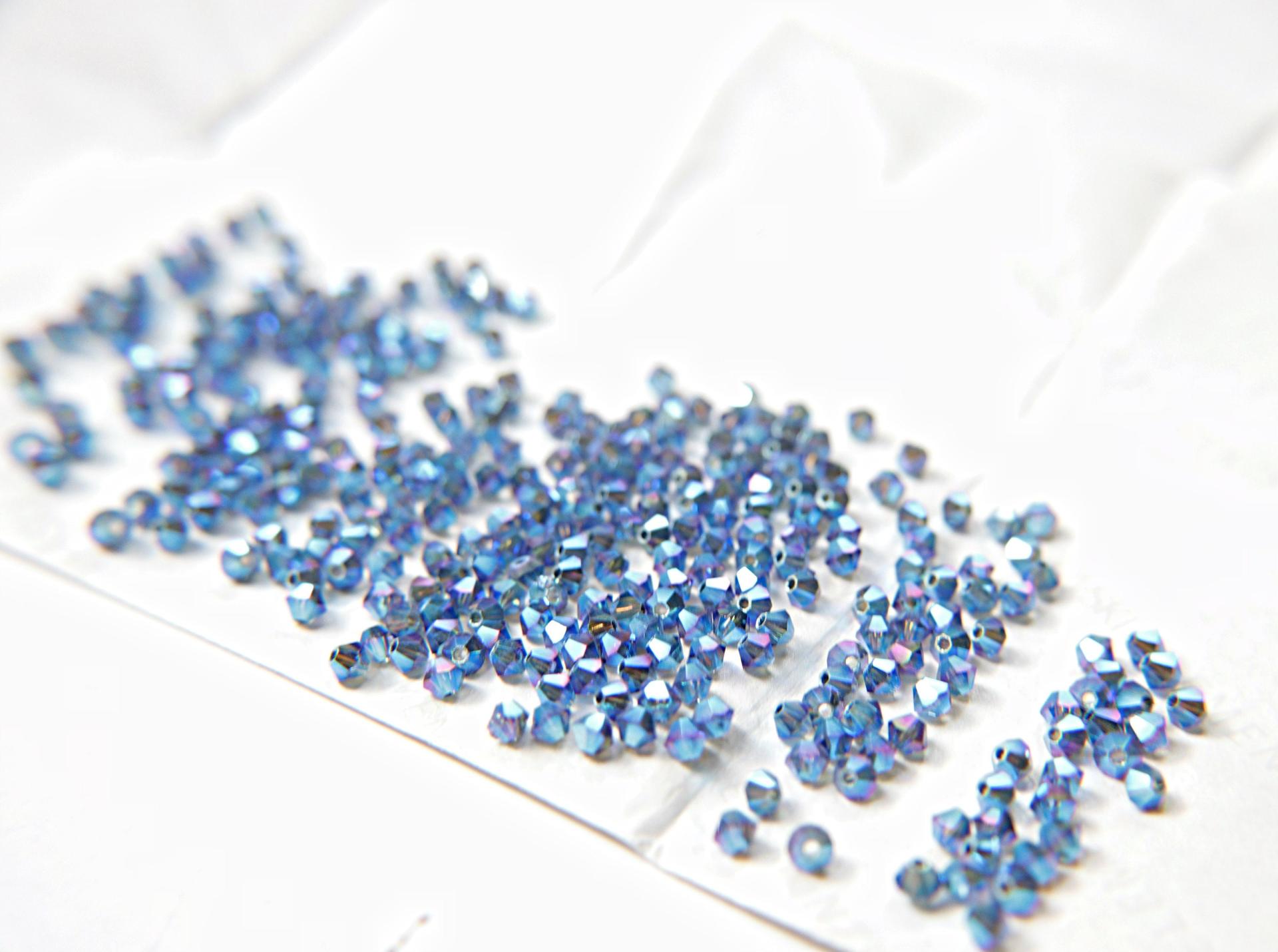 Swarovski (4mm) Montana AB 2X FC Bicones Rainbow Beads 36/72/144/432/720 Pieces (207) embroidery materials, embellishments couture