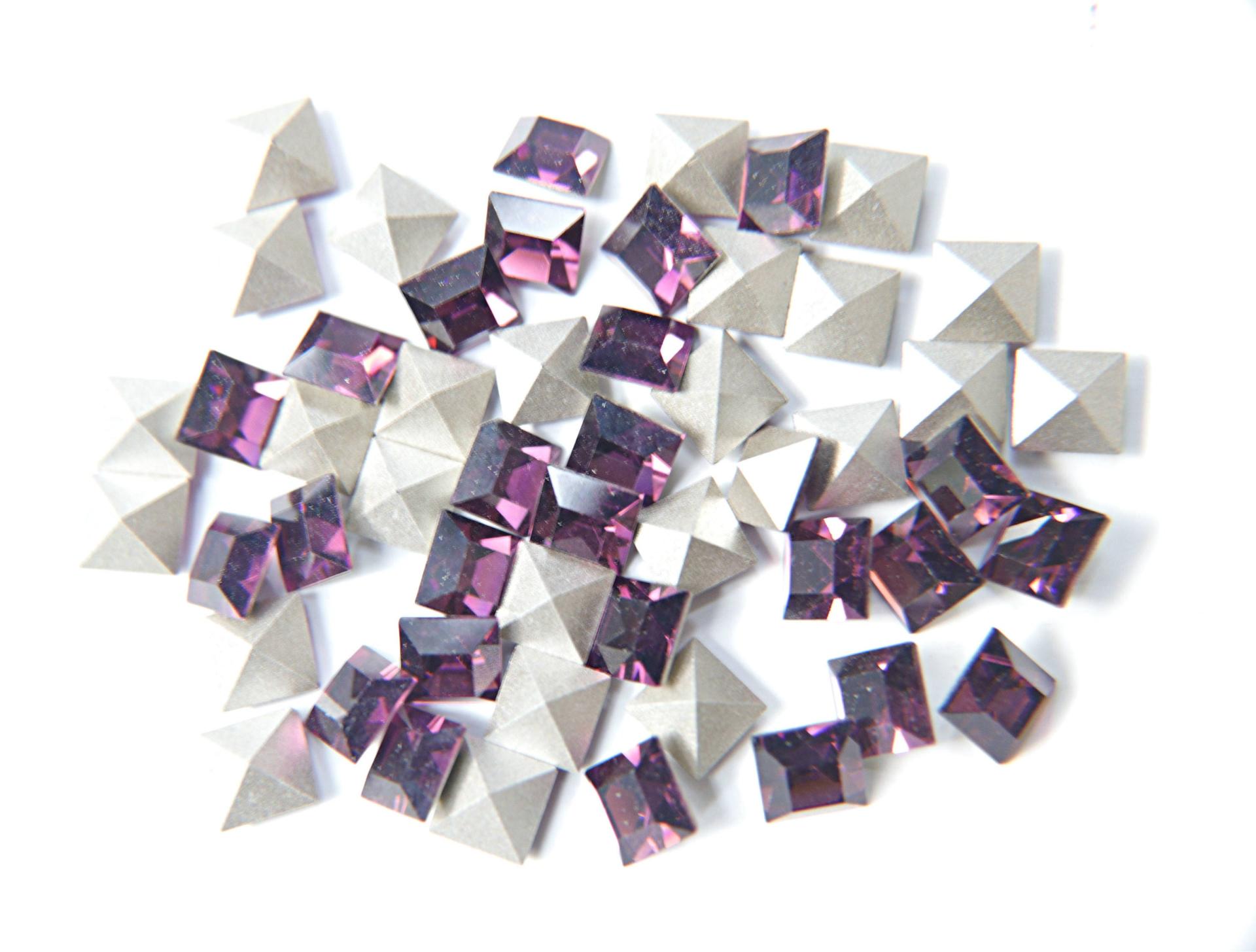 4/8 mm Swarovski #4428 Square Fancy Stone Amethyst 6/36/72/144 Pieces (204)