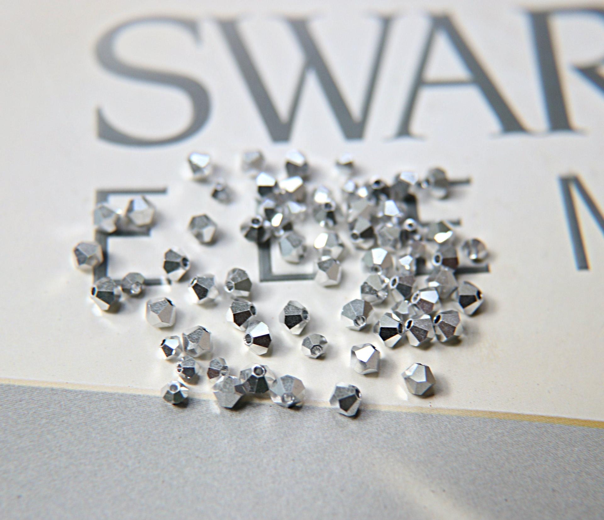 Swarovski (5mm) Crystal Metallic Crystal Comet Argent Light 2X FC Bicone 20/72/144/432/1000 Pieces