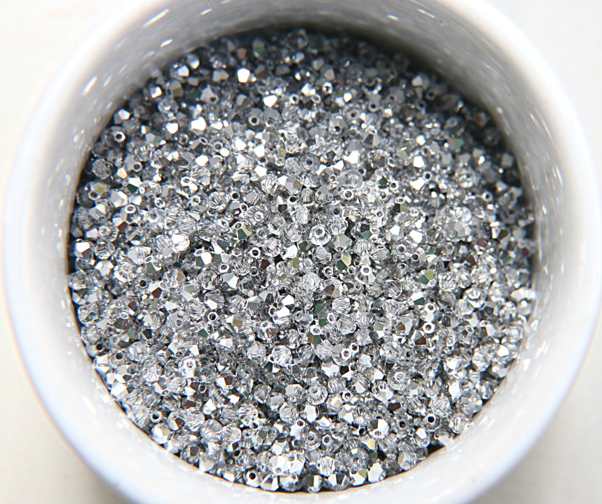Crystal Cal (4mm) (comet Argent Light) Swarovski Bicone beads 72/144/432/1000 Pieces craft supplies, love beads, vintage findings