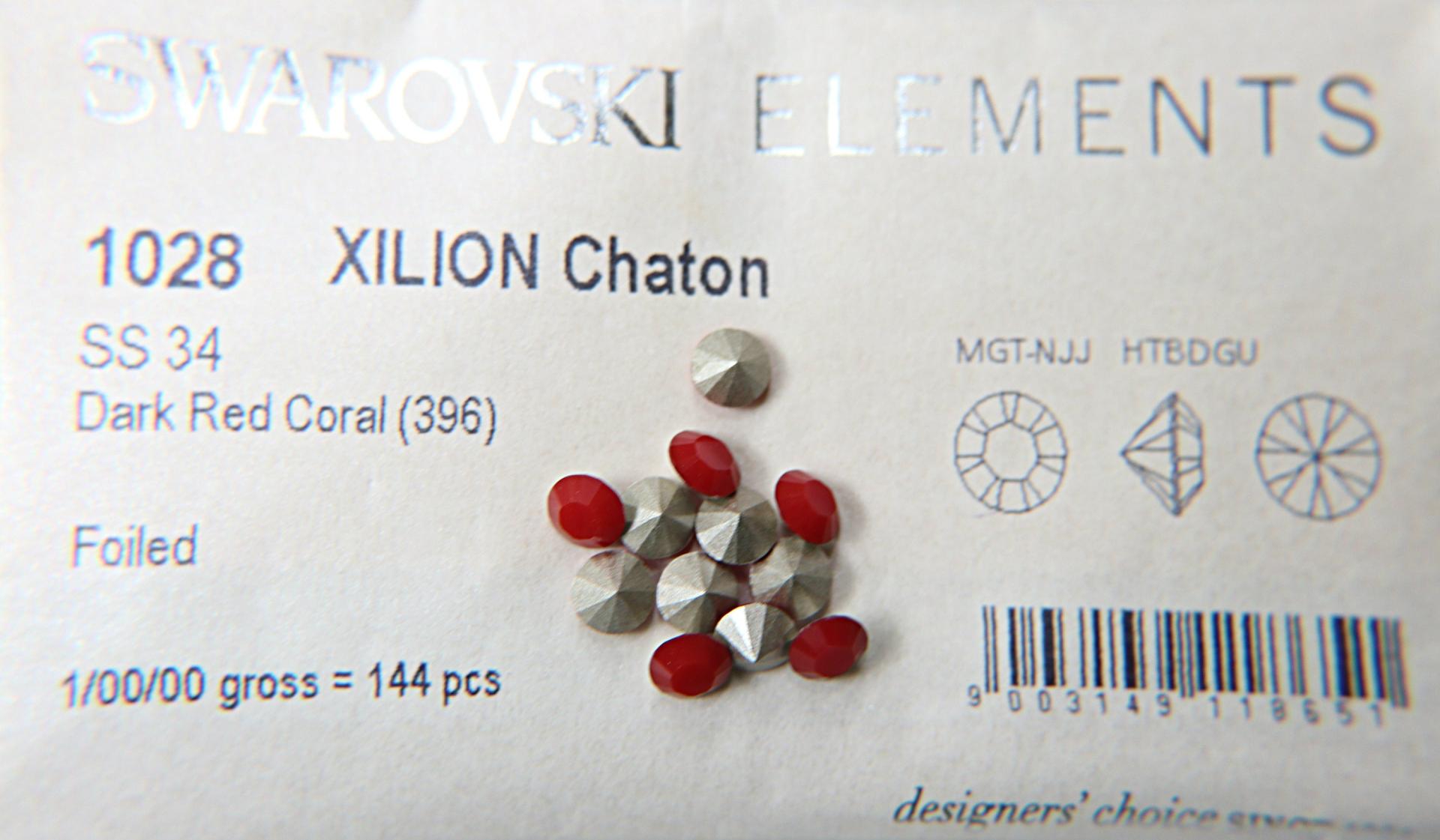 Swarovski 34ss Chaton Round Dark Coral Red (396) 6/12/24/100/300 Pieces Vinatge Swarovski, Jewelry making, premium materials, embellishments
