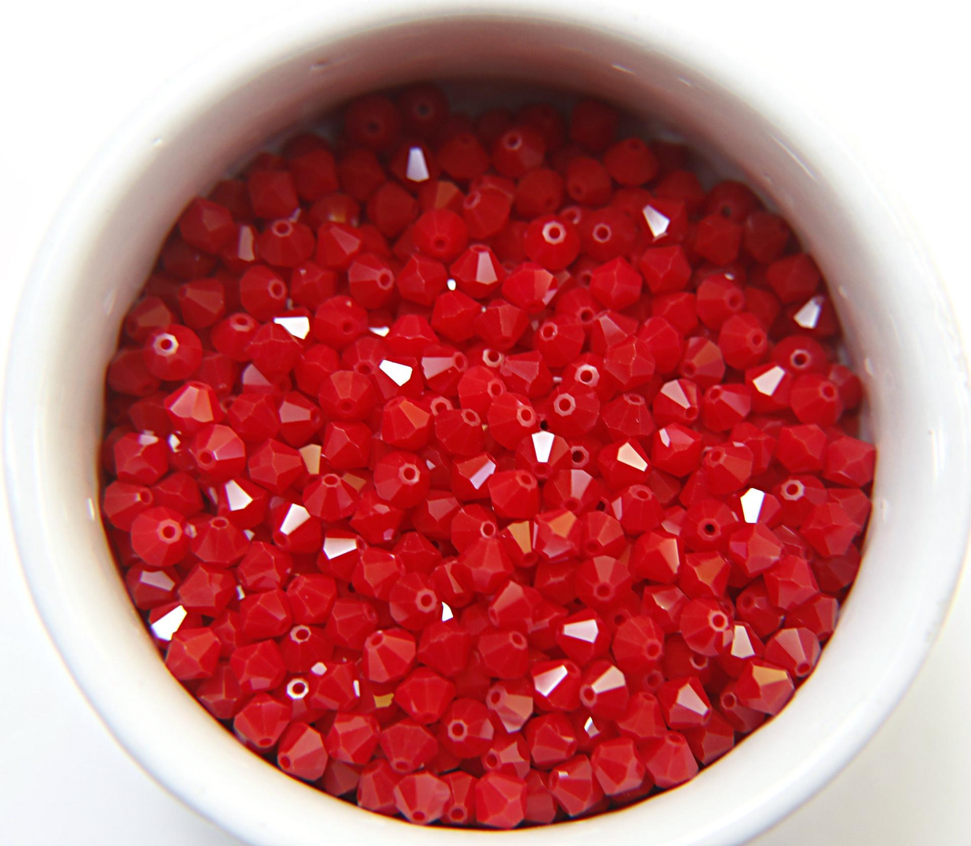 4/5MM Dark Red Coral Swarovski Bicone beads 12/36/72/144/432/720 Pieces (396) red beads, vintage findings, craft supplies, quality findings