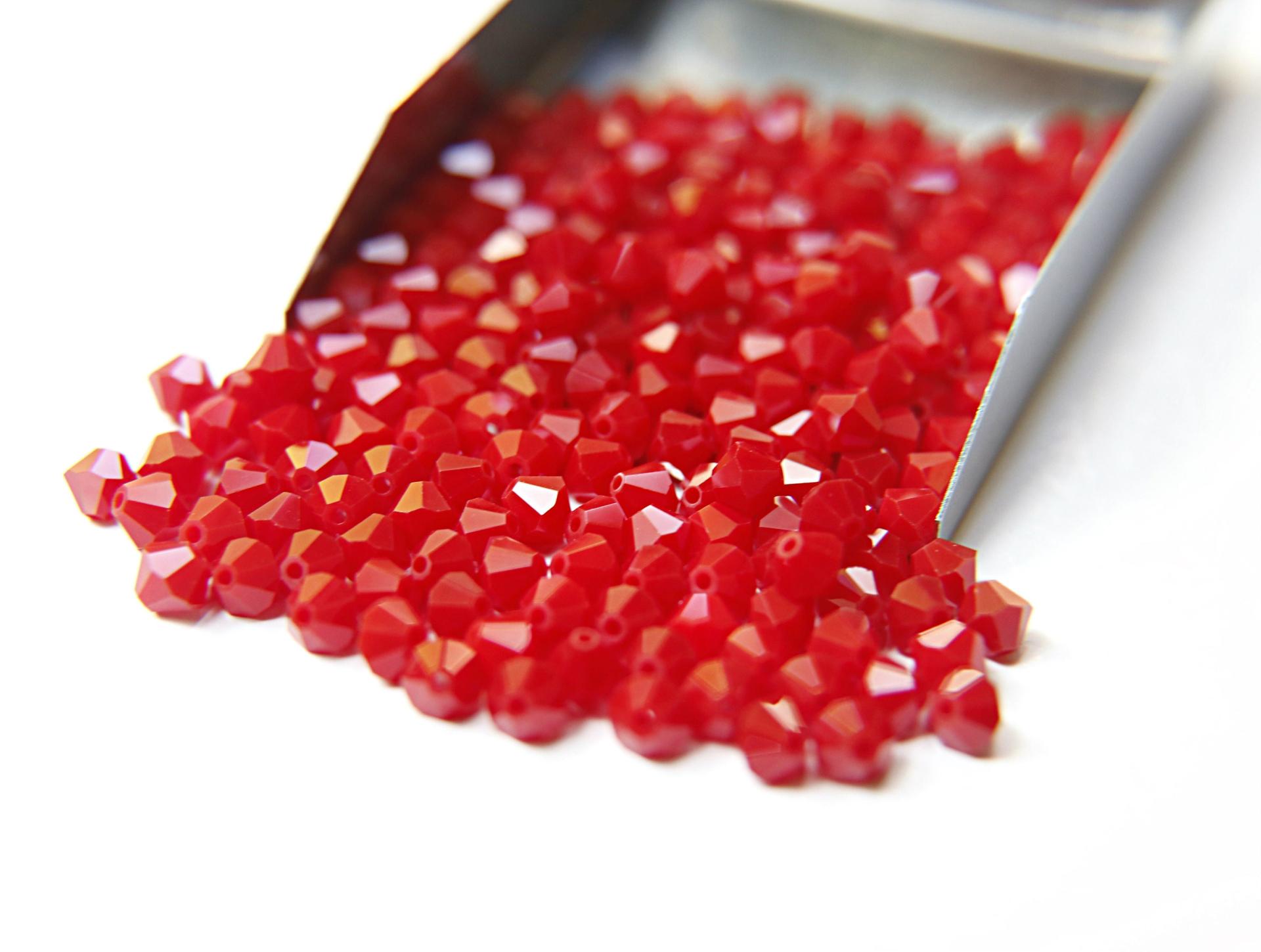 4/5MM Dark Red Coral Swarovski Bicone beads 12/36/72/144/432/720 Pieces (396) red beads, vintage findings, craft supplies, quality findings
