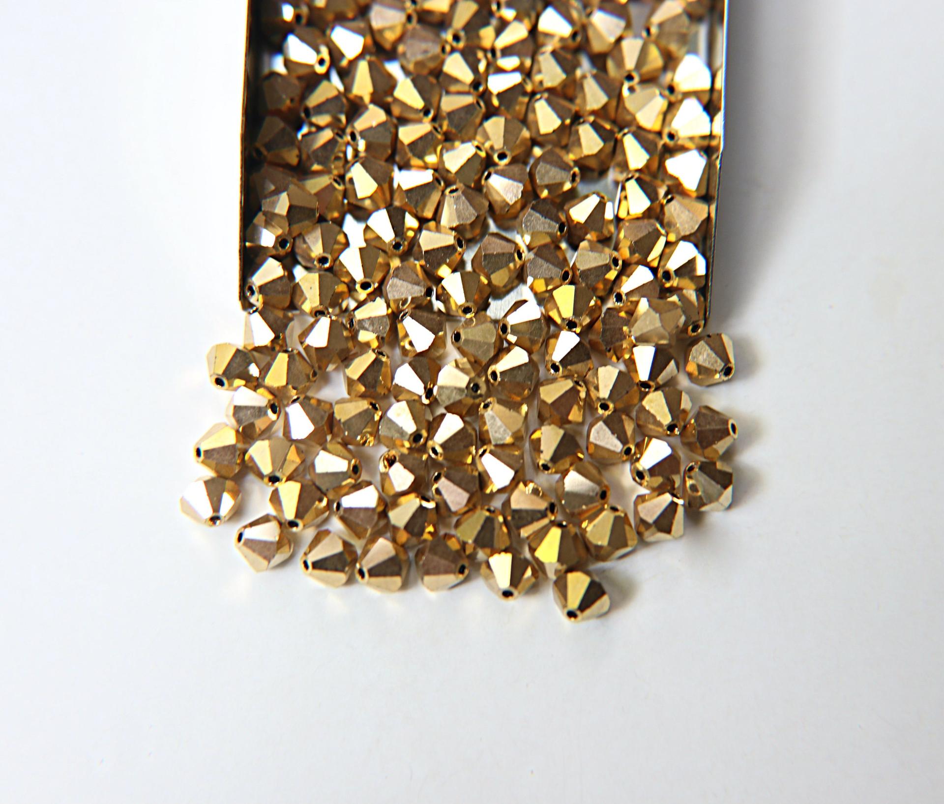 6 mm Aurum Gold Preciosa Vintage Bicones 12/36/72/144/288 Pieces Jewelry making beads Made in Czech Republic rare findings, jewelry making