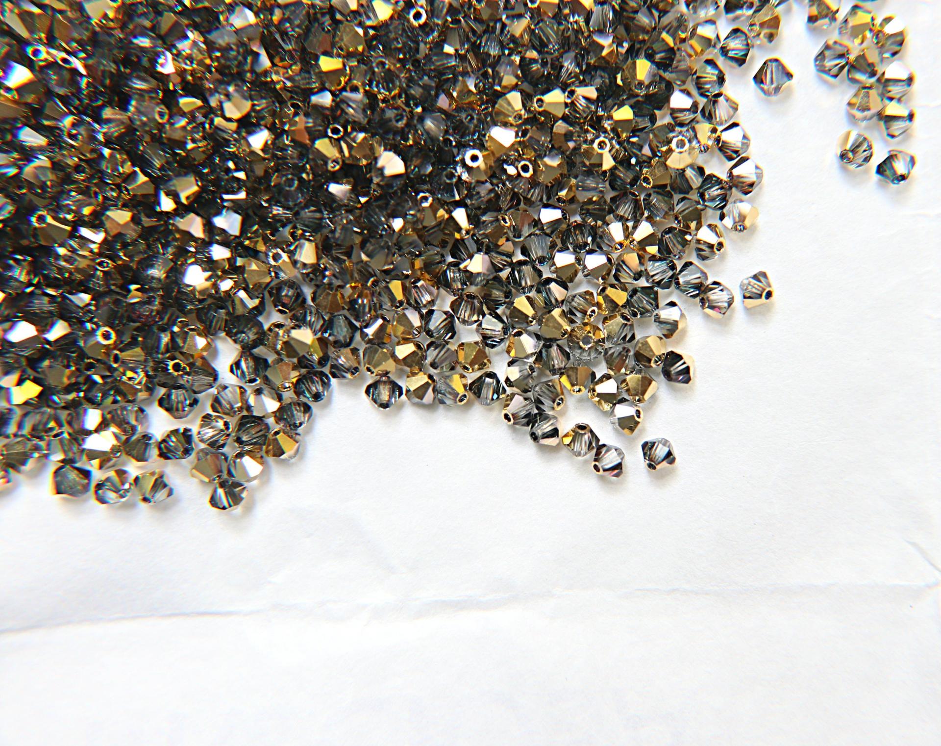 4mm Crystal Aurum Half Preciosa Bicones 36/72/144/432/720 Pieces Jewelry making beads, golden beads, rare findings, vintage supplies