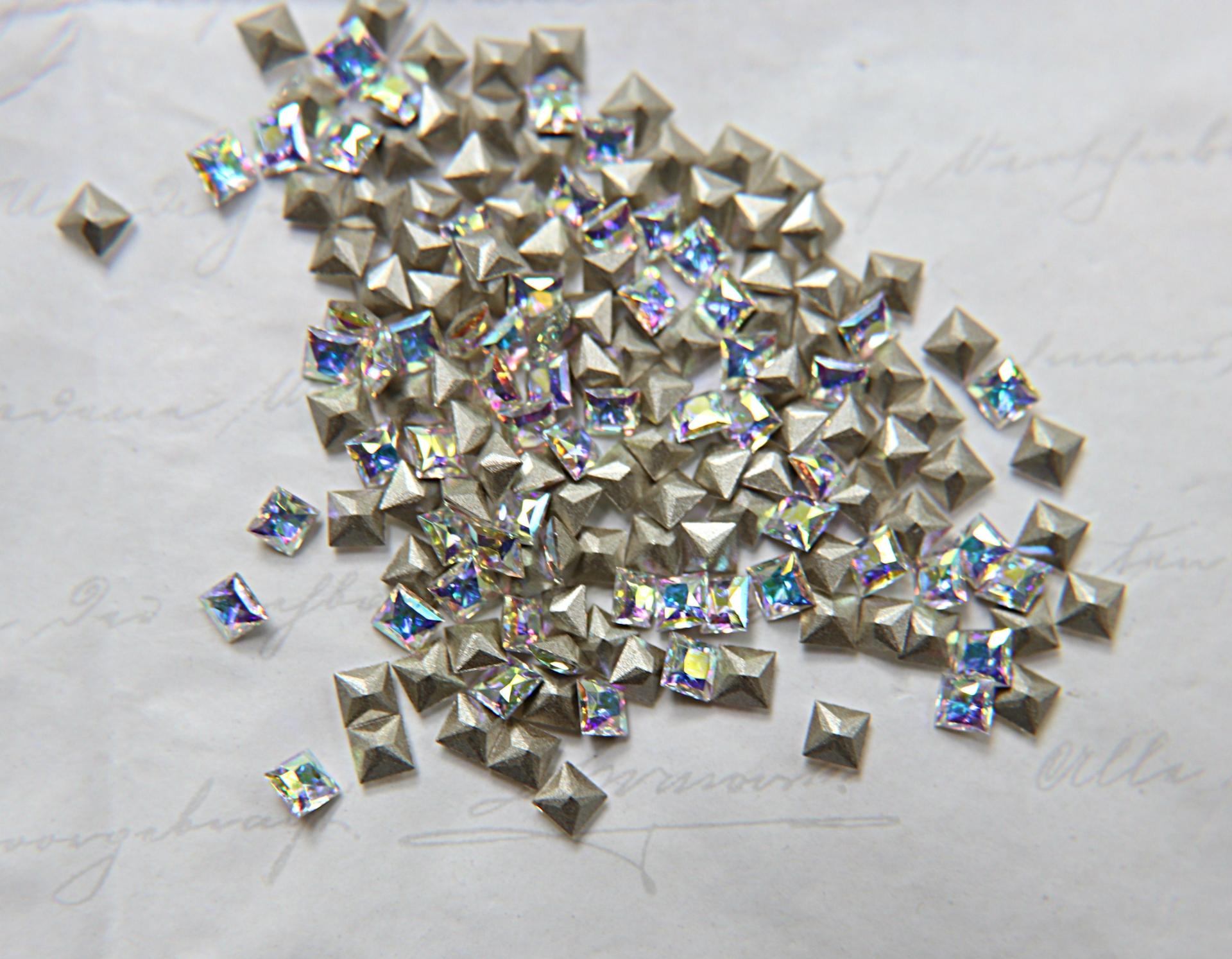 Swarovski #4428 4x4 MM Square Fancy Stone Crystal 22 colors 12/36/144/720 Pieces jewelry making, embellishment, vintage findings, rare tools