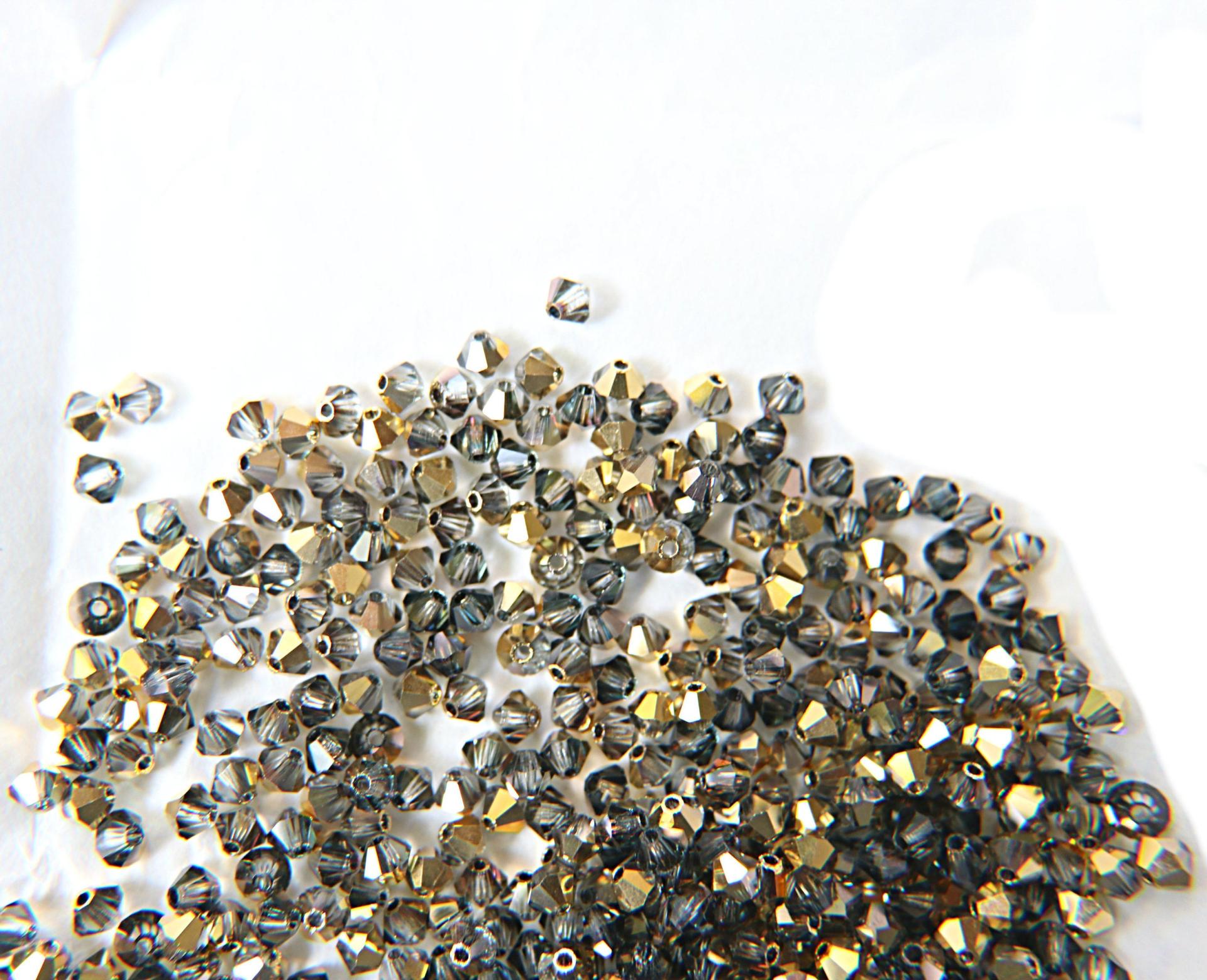 4mm Crystal Aurum Half Preciosa Bicones 36/72/144/432/720 Pieces Jewelry making beads, golden beads, rare findings, vintage supplies