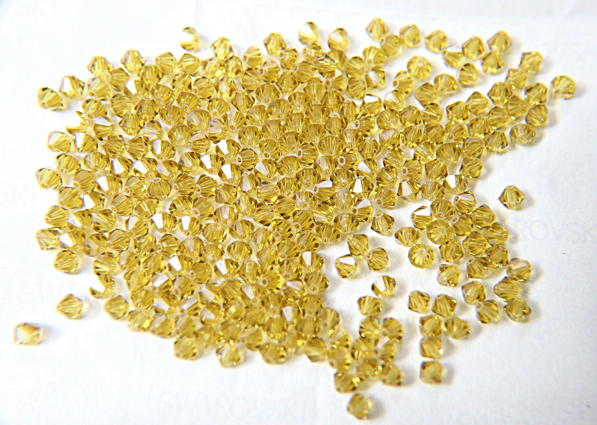 4/5mm Lime Swarovski Bicone beads 12/36/72/144/432/720 Pieces VINTAGE SWAROVSKI (385) jewelry supplies, embroidery materials, craft supply