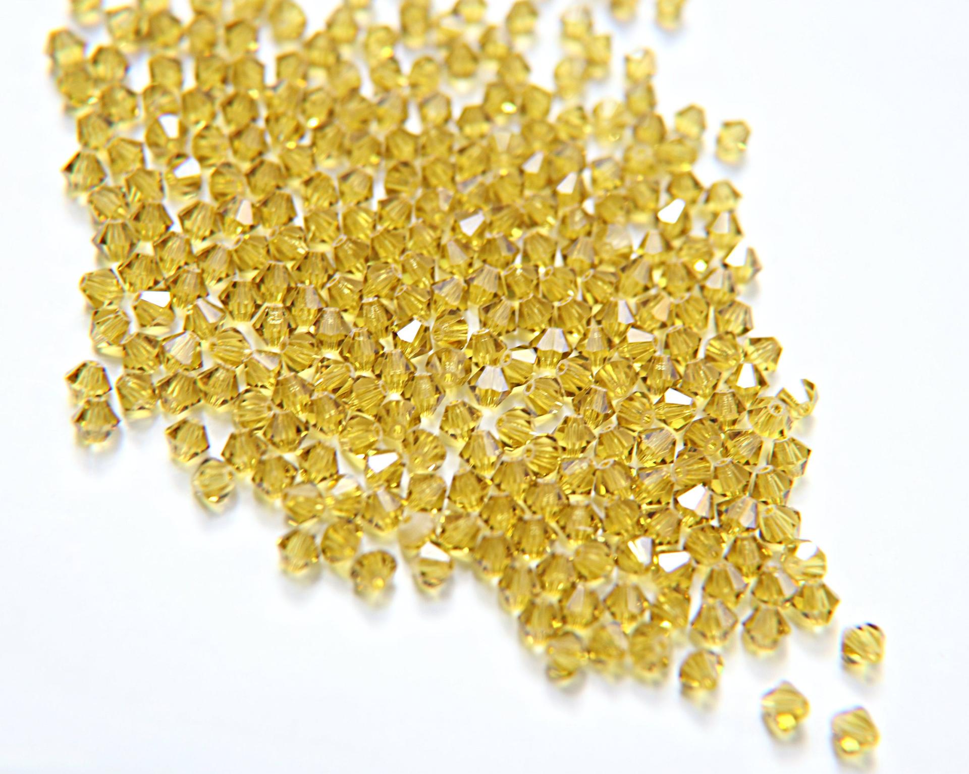 4/5mm Lime Swarovski Bicone beads 12/36/72/144/432/720 Pieces VINTAGE SWAROVSKI (385) jewelry supplies, embroidery materials, craft supply