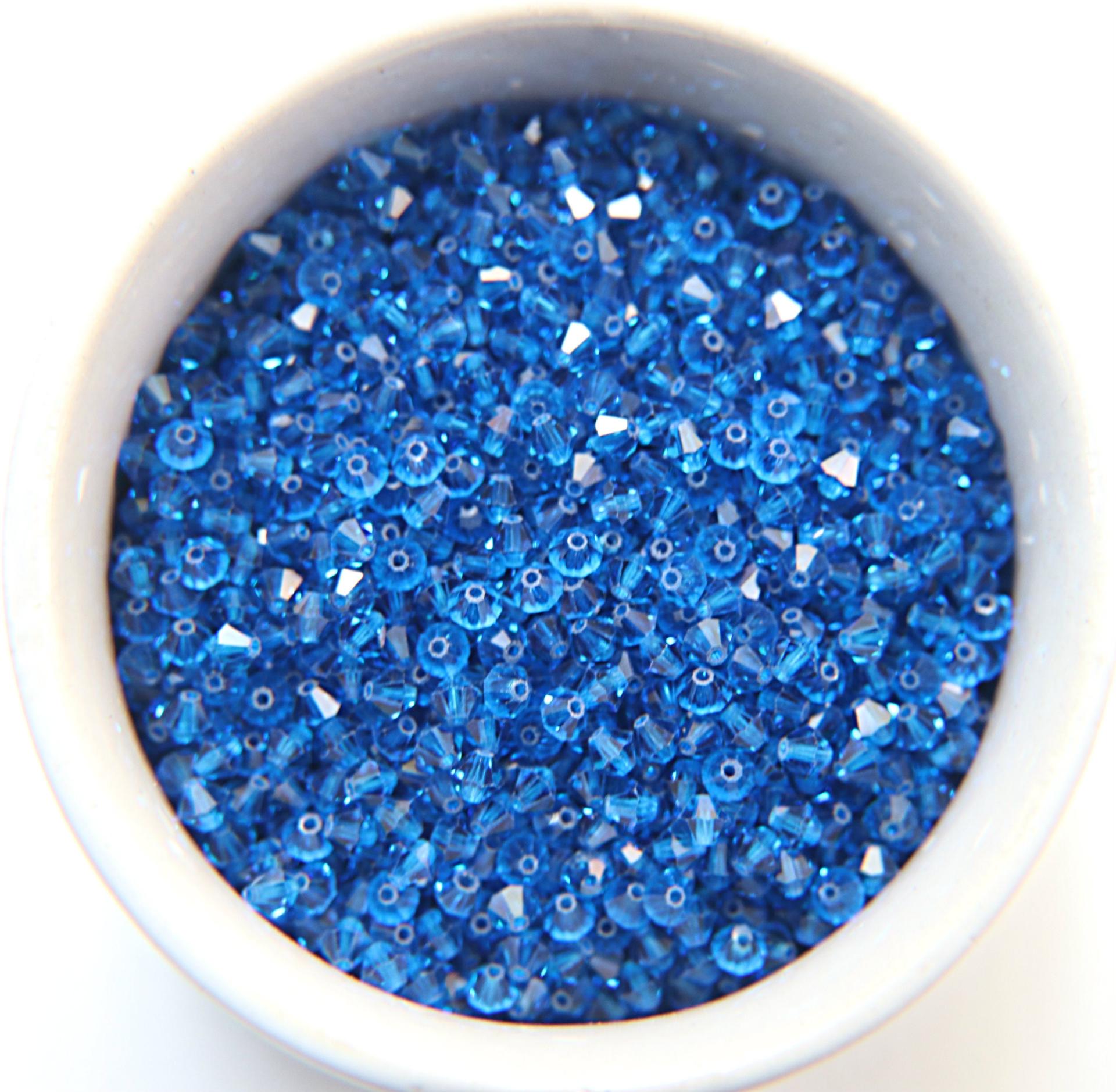4mm Capri Blue Swarovski Bicone 36/72/144/432/720 Pieces (243) jewelry making beads jewelry supplies, embroidery materials, craft supply