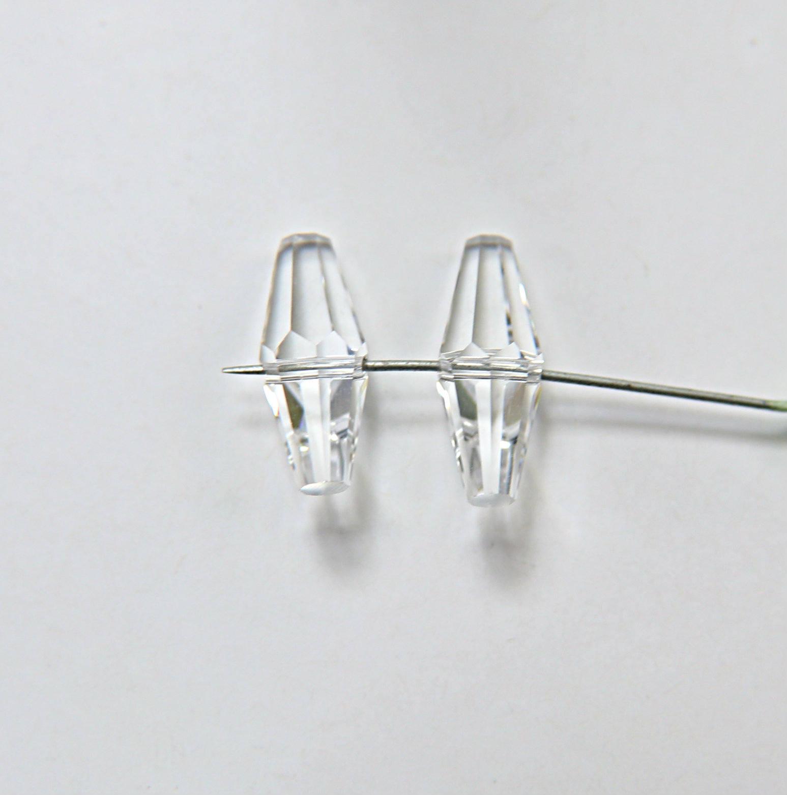 6x15 MM Crystal Preciosa elongated bicone beads centre hole Vintage 6/24/72 Pieces Article 451 53 384 fancy beads, PREMIUM MATERIALS
