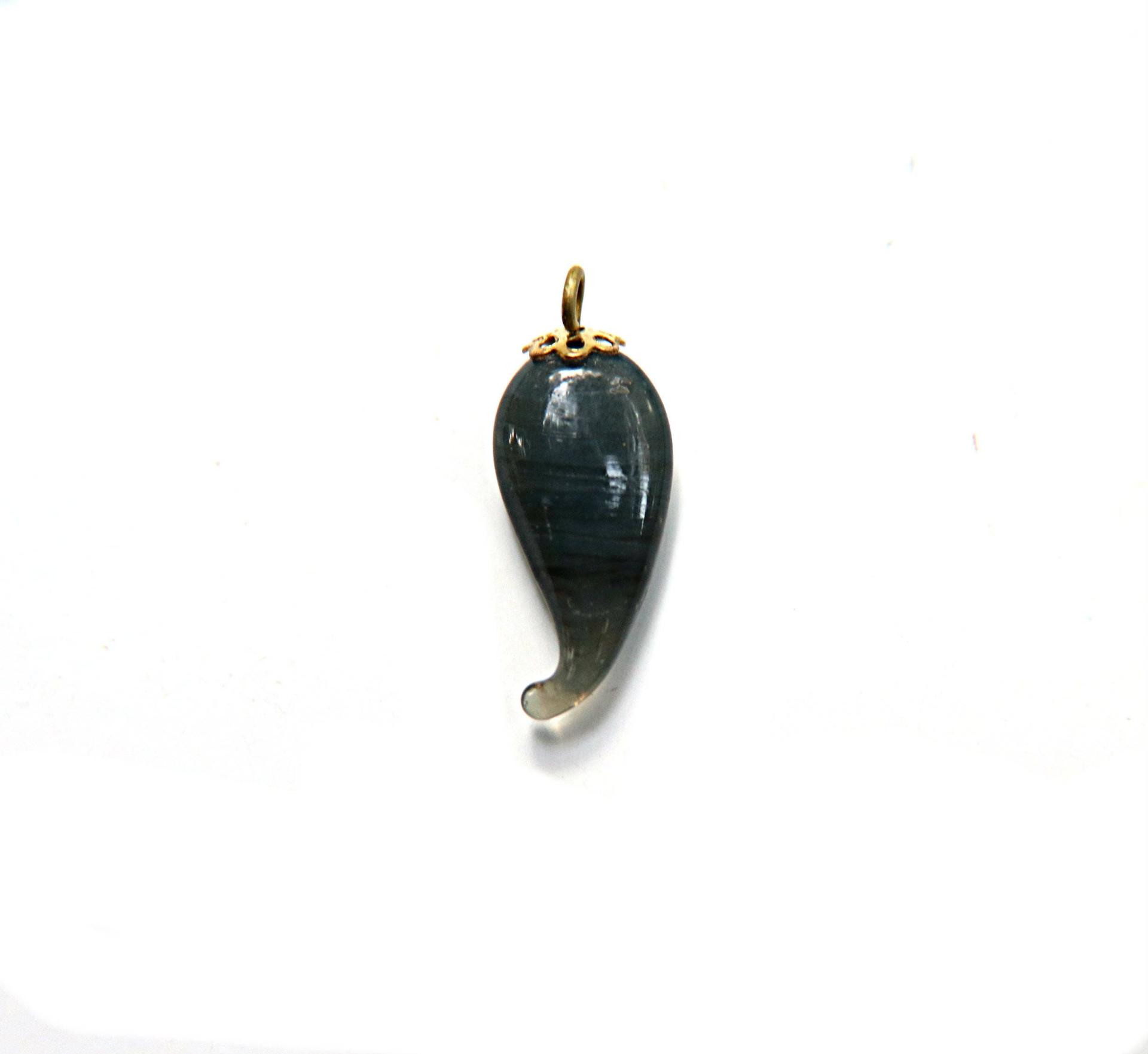 Vintage styled Chili Handmade Dangle in glass 25 mm long in Opaque Dark Gray (6 pieces)