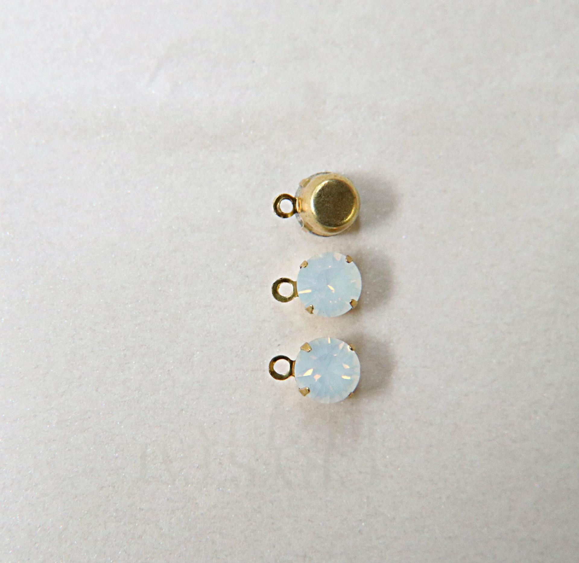 Swarovski 6mm Round setting drop one loop in White Opal (234) 28ss 12/24/100/500 Pieces jewelry supplies in Brass/Vintage Black jewel making