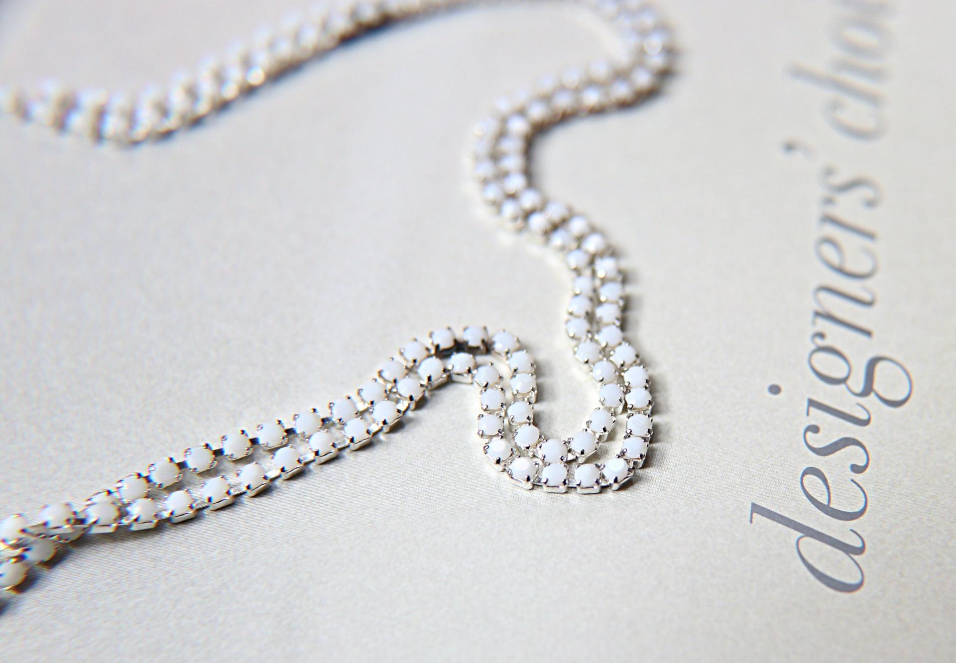 6 SS Rhinestone Chain Vintage Chatons Opaque Chalk White Silver Plated 2mm 1/2/5/15 Meters Wedding Bridal Supplies|Jewelry Making|Decoration