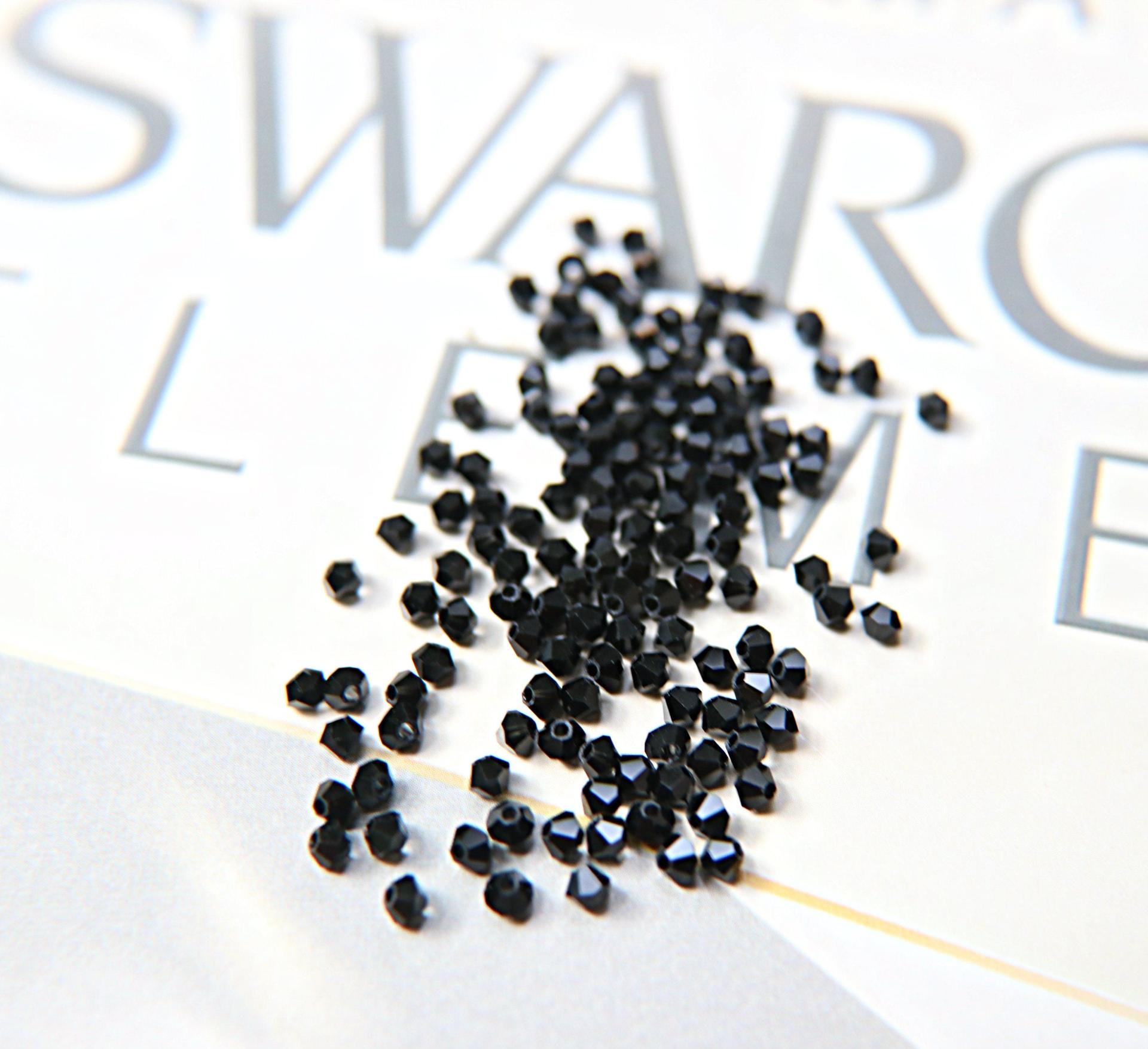 4/5mm Jet Black Swarovski Bicone 25/50 Gross (280) Jewelry making beads, embroidery materials, crystal black