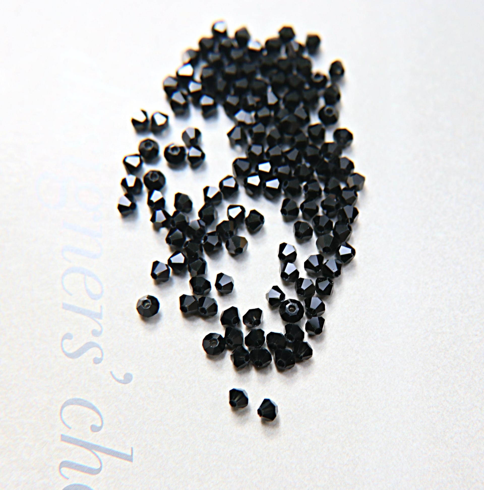 4/5mm Jet Black Swarovski Bicone 25/50 Gross (280) Jewelry making beads, embroidery materials, crystal black