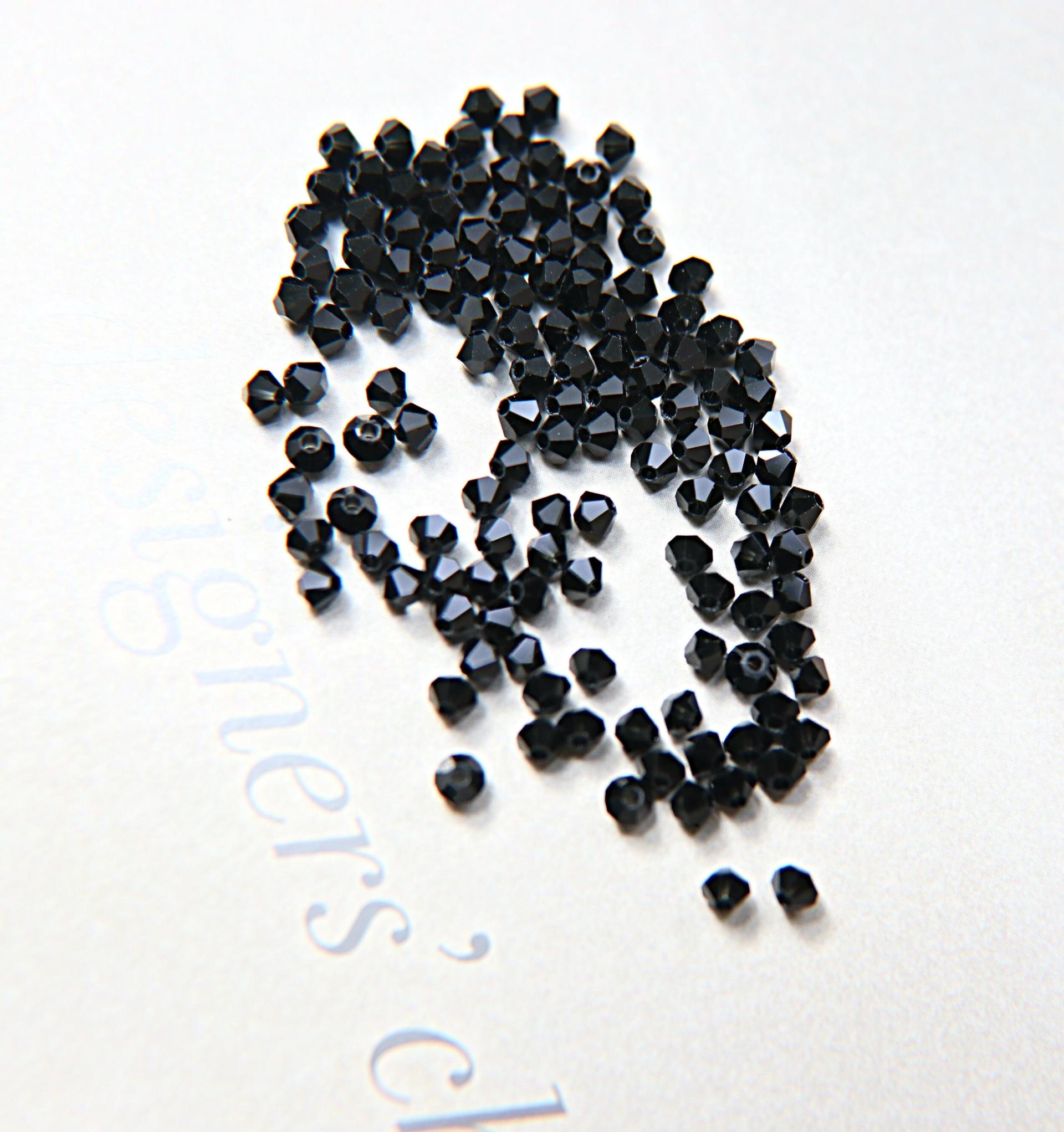 4/5mm Jet Black Swarovski Bicone 25/50 Gross (280) Jewelry making beads, embroidery materials, crystal black