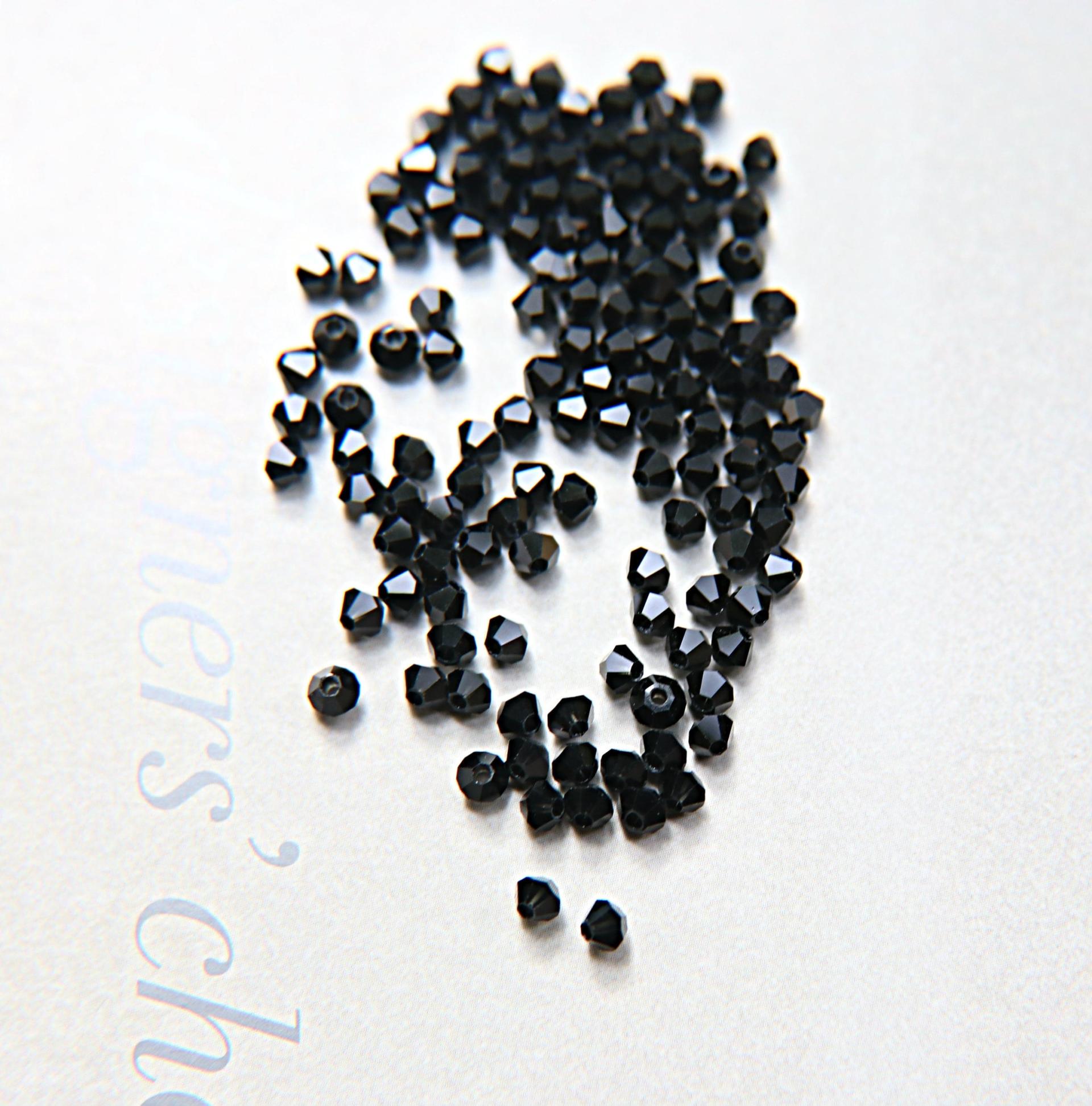 3mm Jet Black Swarovski Bicone Beads 36/72/144/432/720 Pieces (280) Jewelry findings, embroidery materials, jewelry making, craft supplies