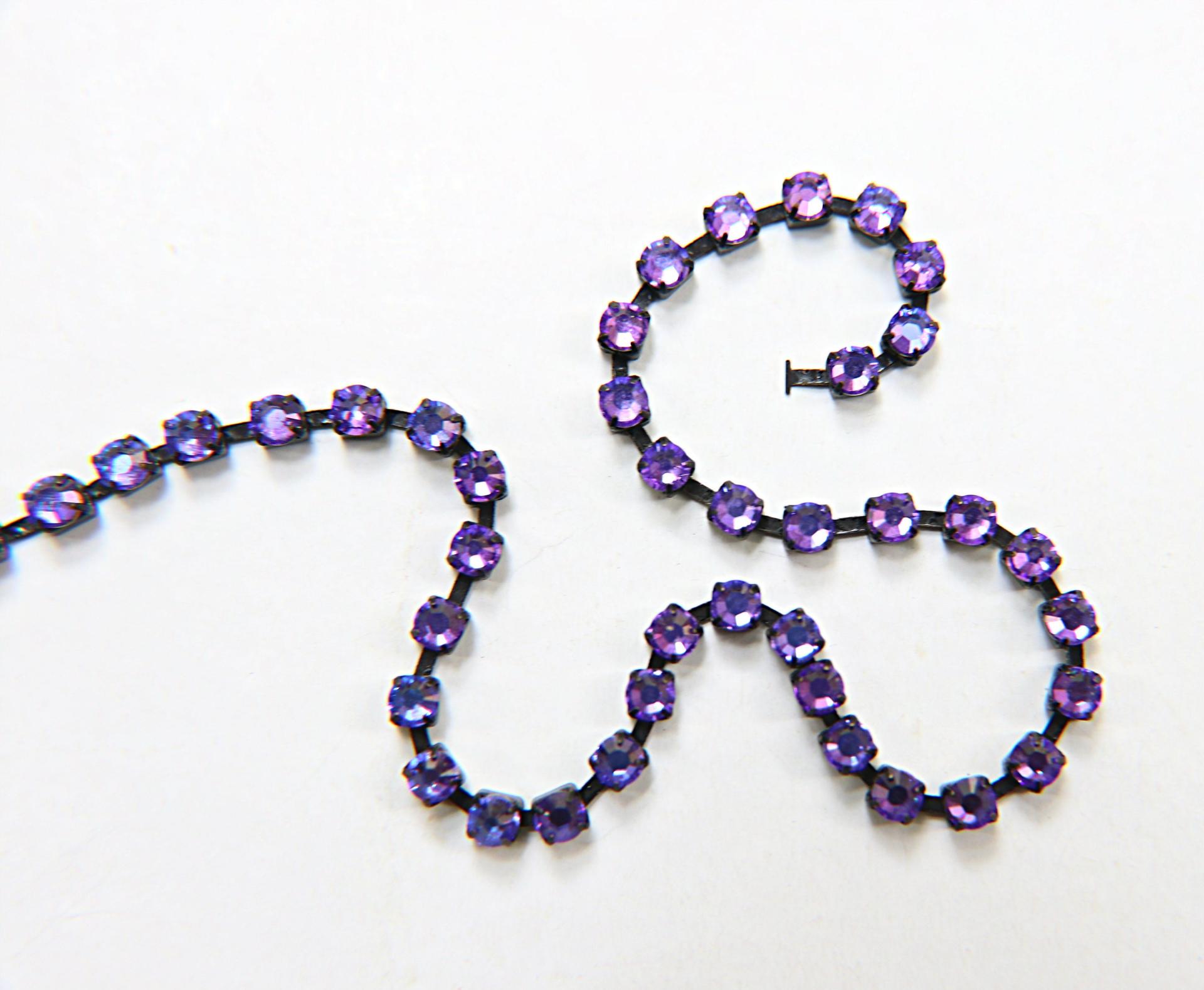 16ss Swarovski 2088 Chain Flat Back Crystal Heliotrope 4mm 0.5/1/2/5 Meters Vintage Black Settings Wedding Supplies|Jewelry Making