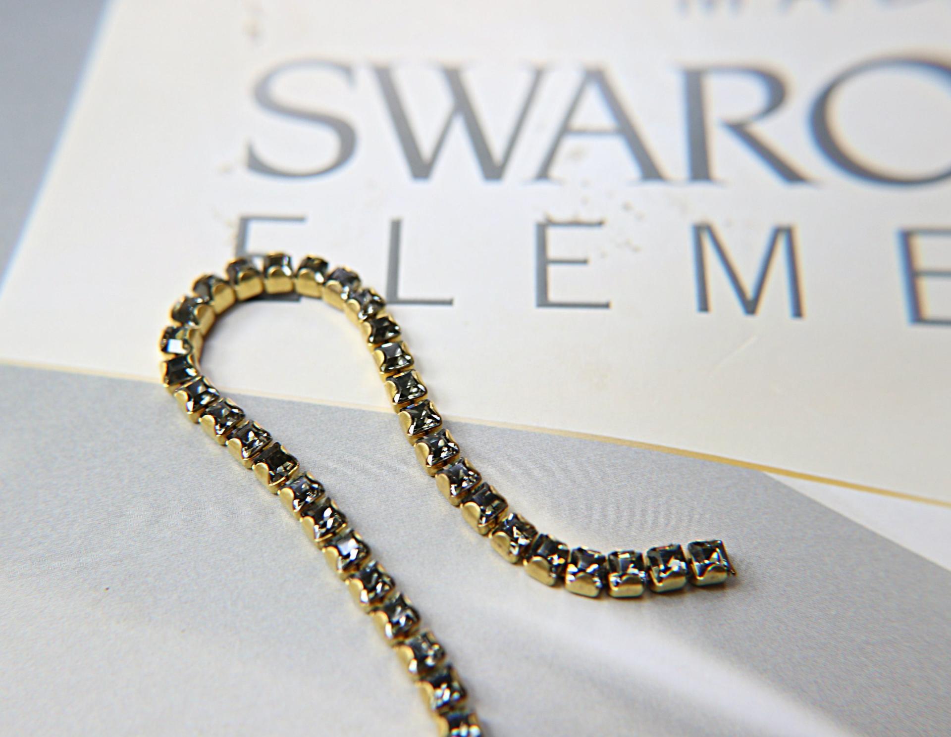 4mm Square Swarovski fancy Rhinestone Chain in Black Diamond 0.5/1 Meter Brass/Vintage Black Settings Wedding Bridal Supplies|Decoration