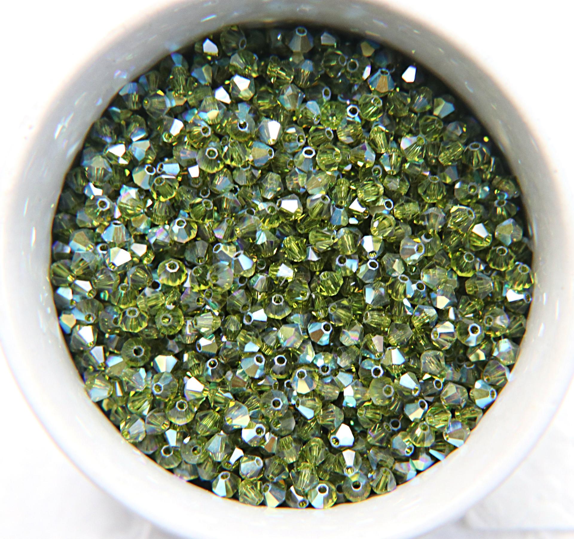 3/4mm Swarovski Olivine AB Bicones beads rainbow 36/72/144/432/720 Pieces (228) rainbow beads, jewelry making, couture embellishments