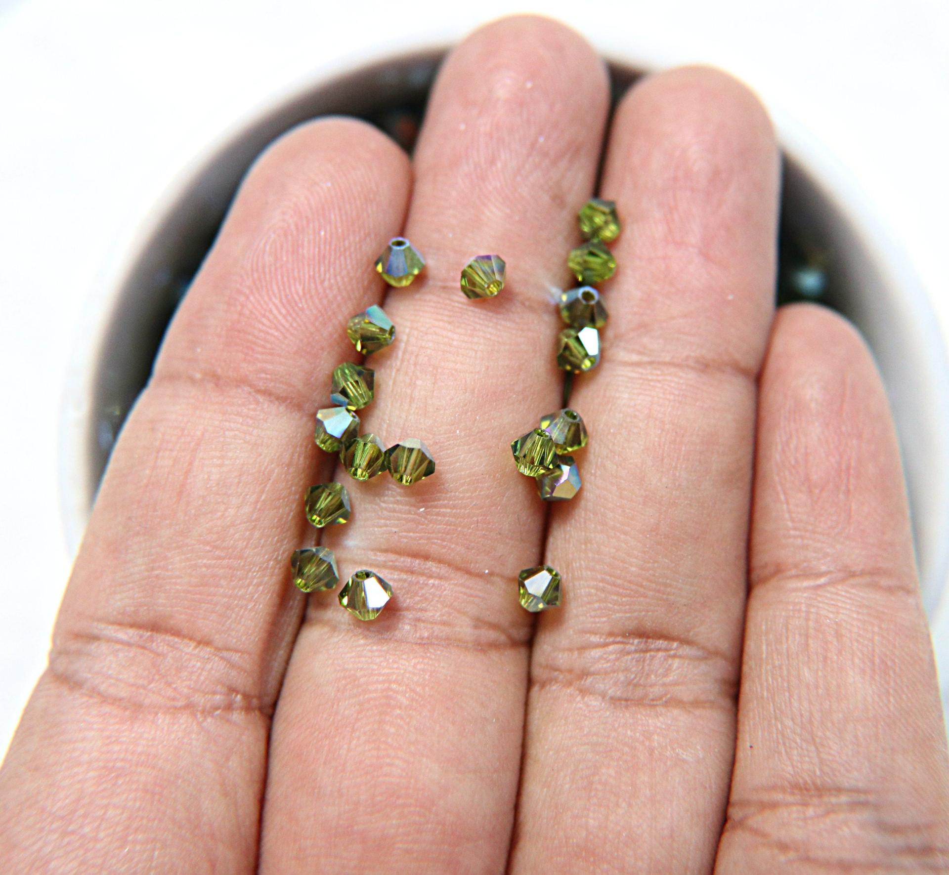 3/4mm Swarovski Olivine AB Bicones beads rainbow 36/72/144/432/720 Pieces (228) rainbow beads, jewelry making, couture embellishments