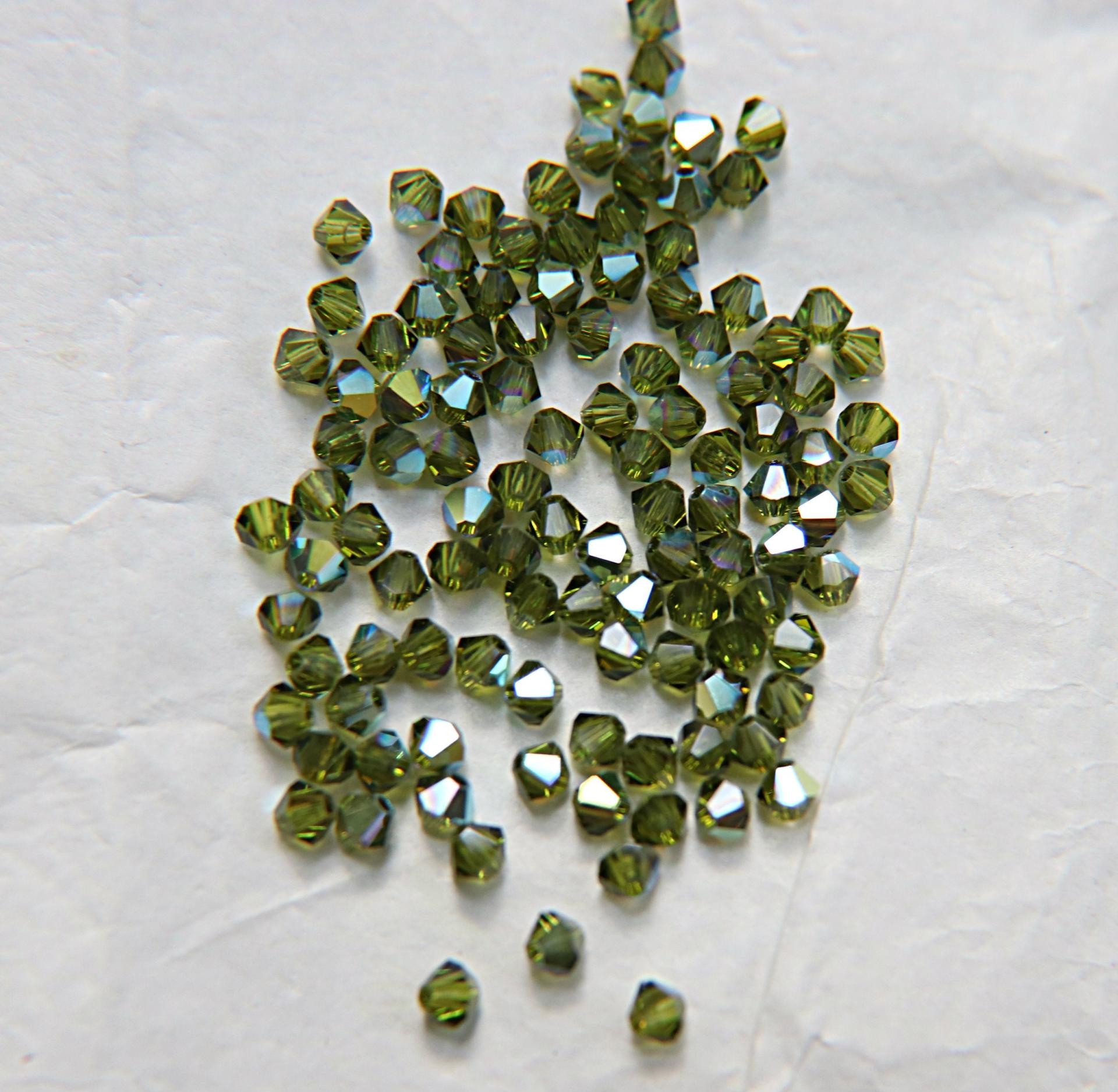 3/4mm Swarovski Olivine AB Bicones beads rainbow 36/72/144/432/720 Pieces (228) rainbow beads, jewelry making, couture embellishments