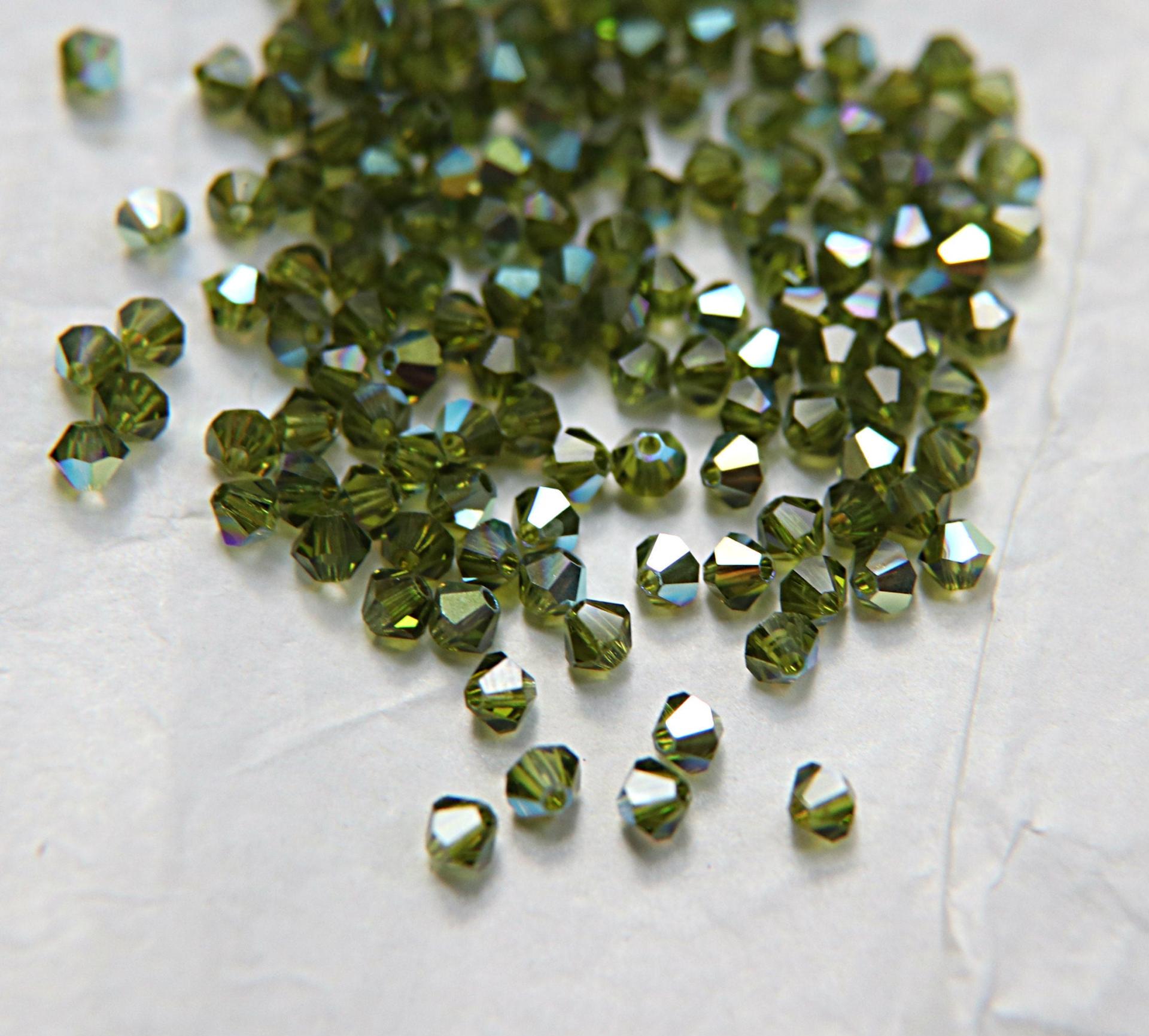 3/4mm Swarovski Olivine AB Bicones beads rainbow 36/72/144/432/720 Pieces (228) rainbow beads, jewelry making, couture embellishments