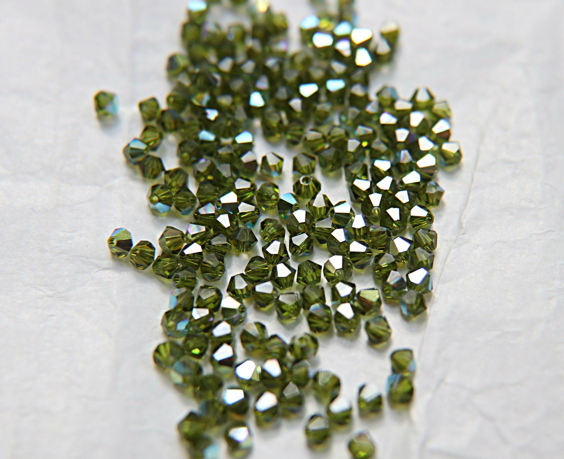 3/4mm Swarovski Olivine AB Bicones beads rainbow 36/72/144/432/720 Pieces (228) rainbow beads, jewelry making, couture embellishments