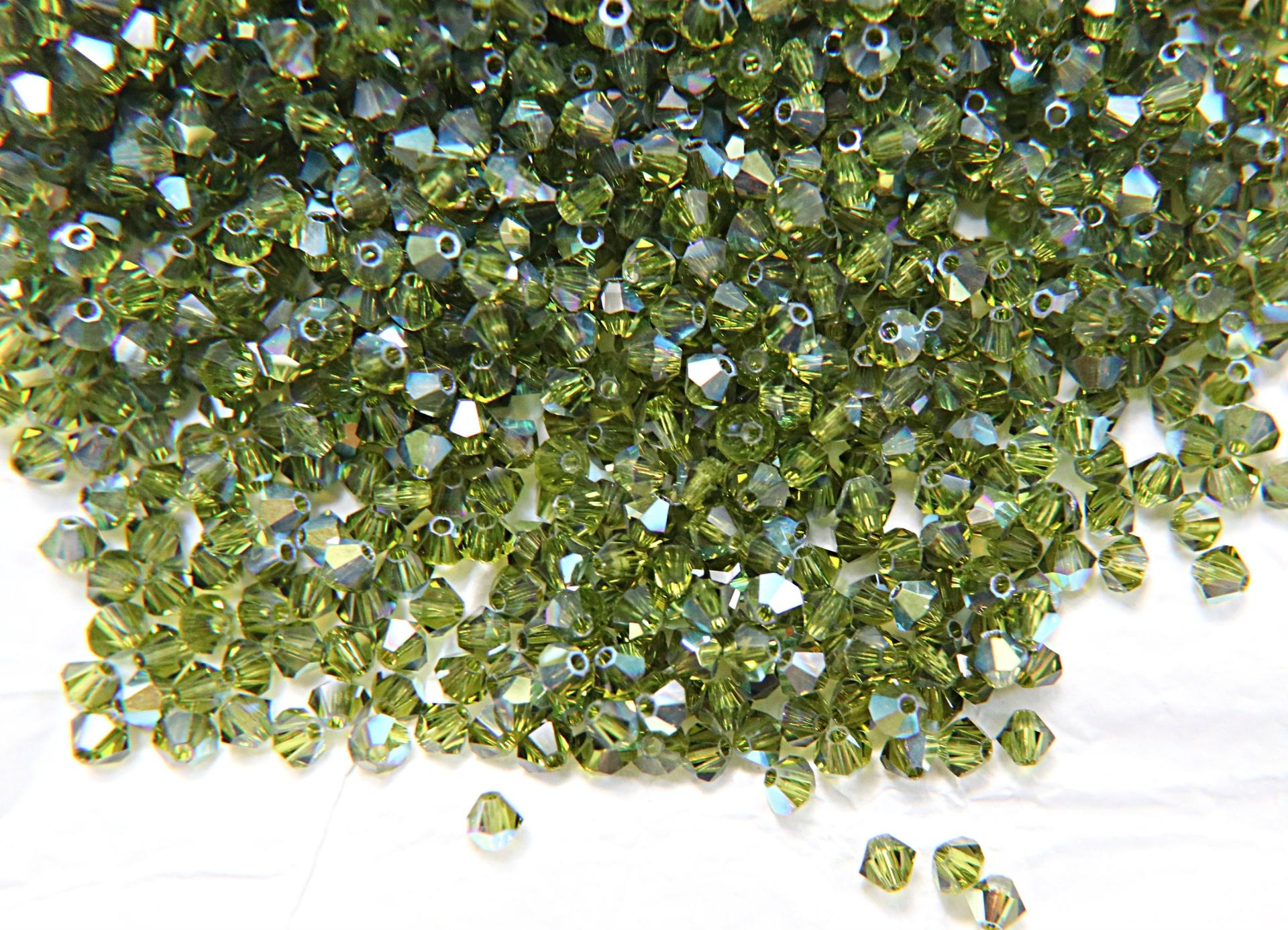 3/4mm Swarovski Olivine AB Bicones beads rainbow 36/72/144/432/720 Pieces (228) rainbow beads, jewelry making, couture embellishments