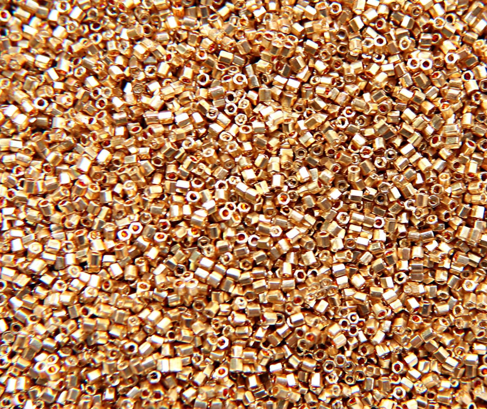 15/0 MIYUKI Hex Metallic Galvanised Gold Japanese Beads 10/20/50/100 Grams embroidery materials Jewelry making beads, vintage beads, premium