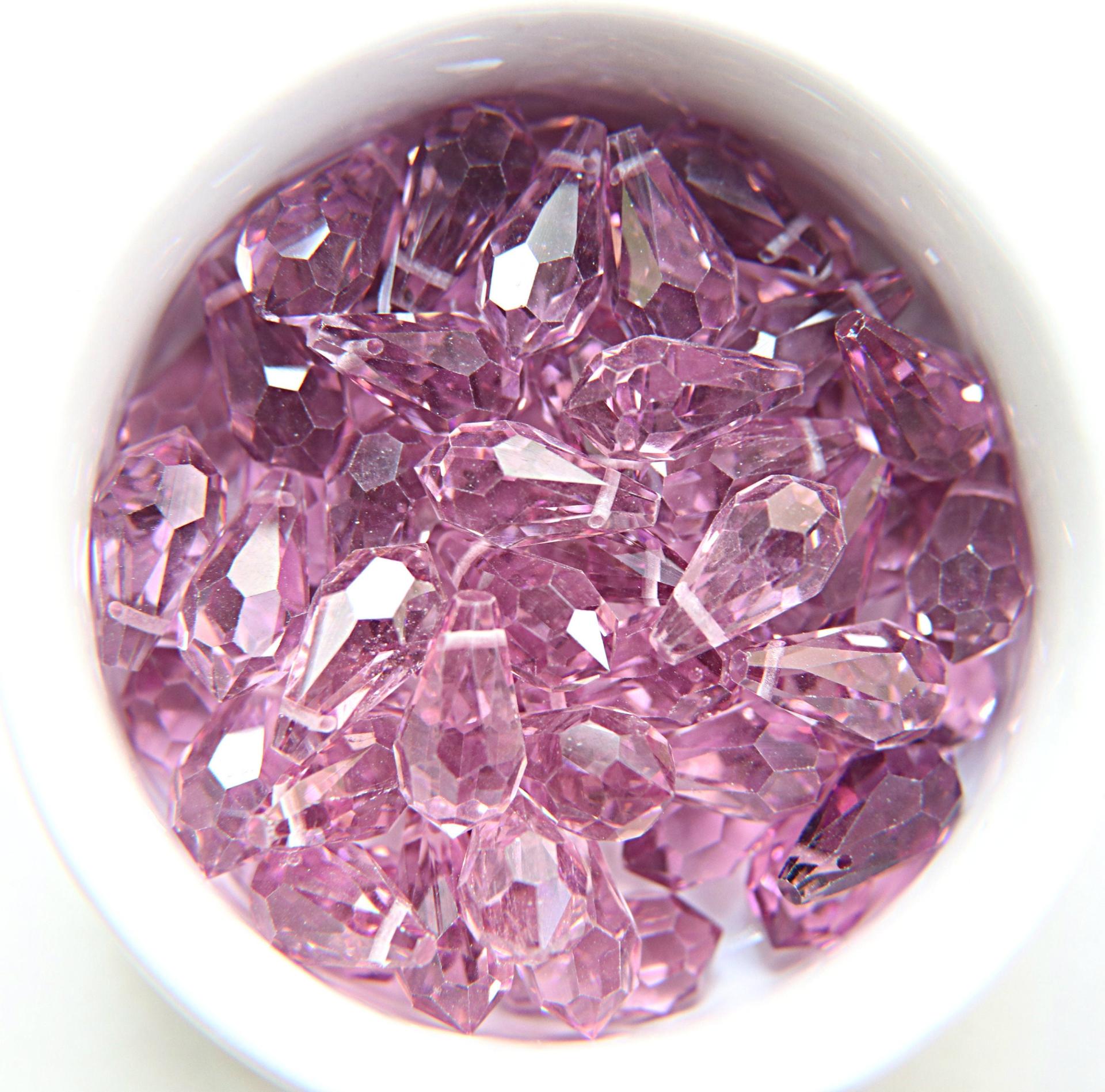 Vintage Czech Light Amethyst crystal Drops 18 x 9 MM Fancy Crystal drops 3/12/36 Pieces