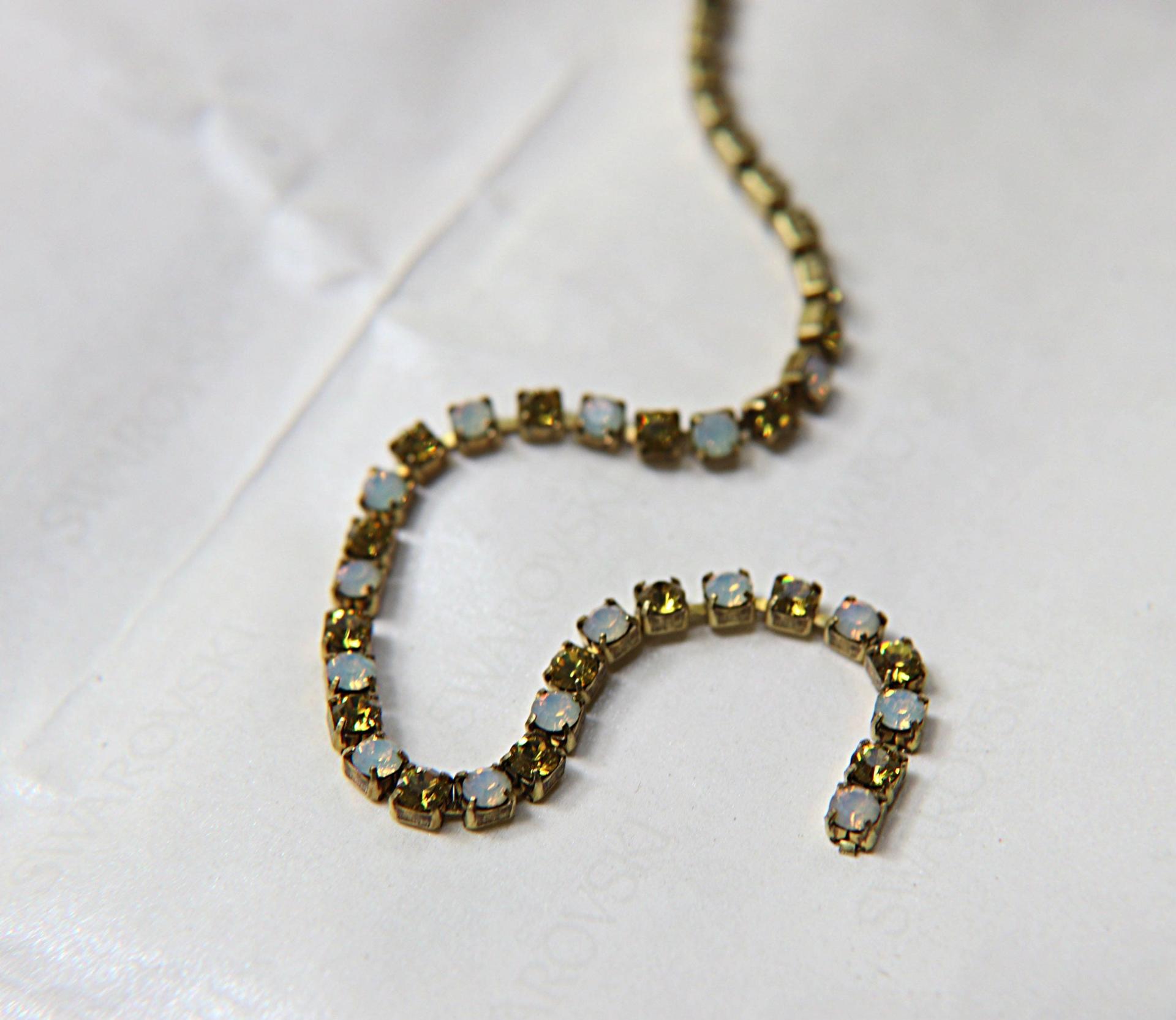 12 SS Vintage Rhinestone Chain Swarovski Olivine & Sand Opal 3mm 0.5/1/2/5 Meters Wedding Bridal Supplies|Jewelry Making|Decoration, vintage