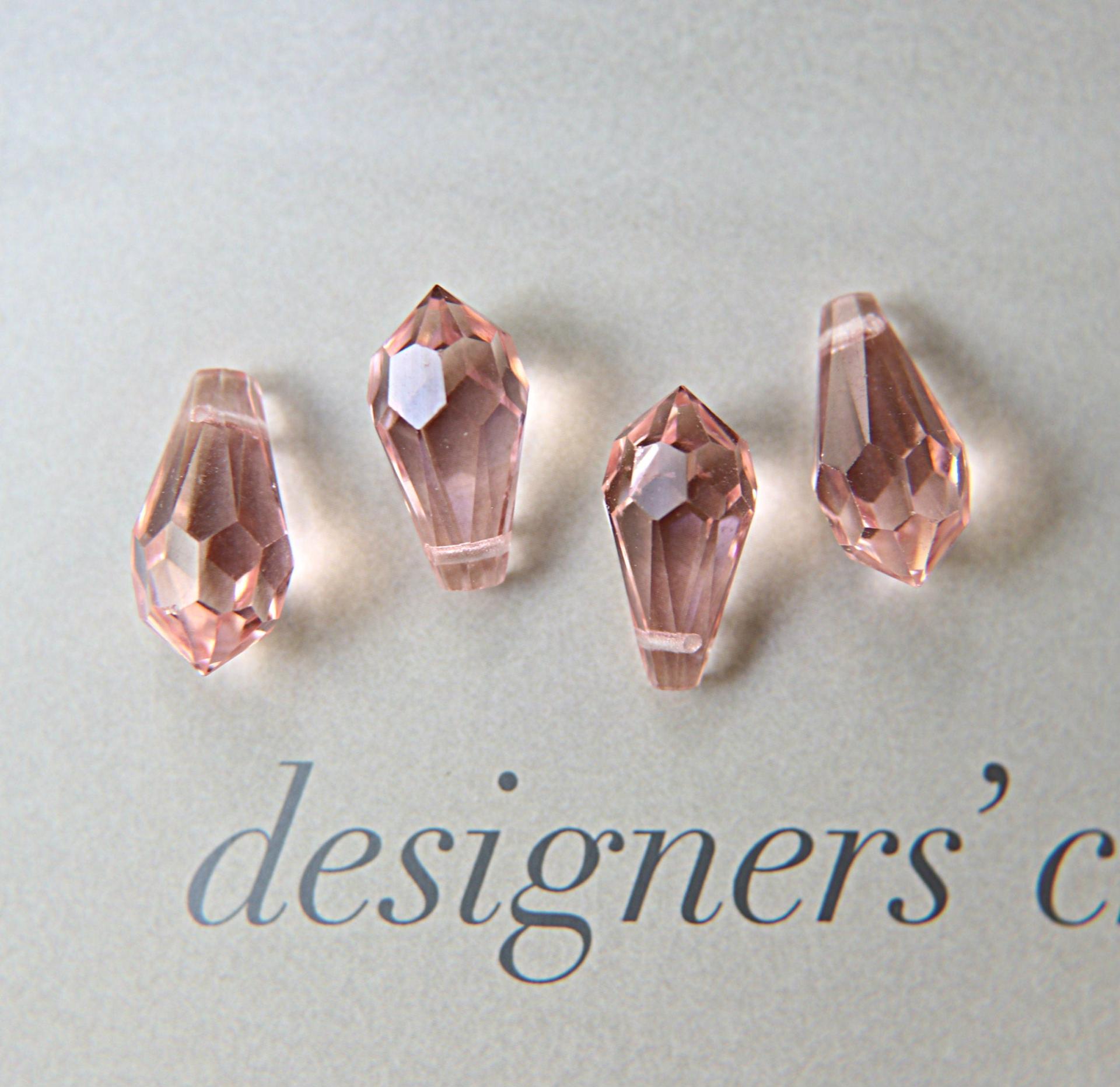 Vintage Czech Blush Rose crystal Drops 18x9 MM Fancy Crystal drops 3/12/36 Pieces