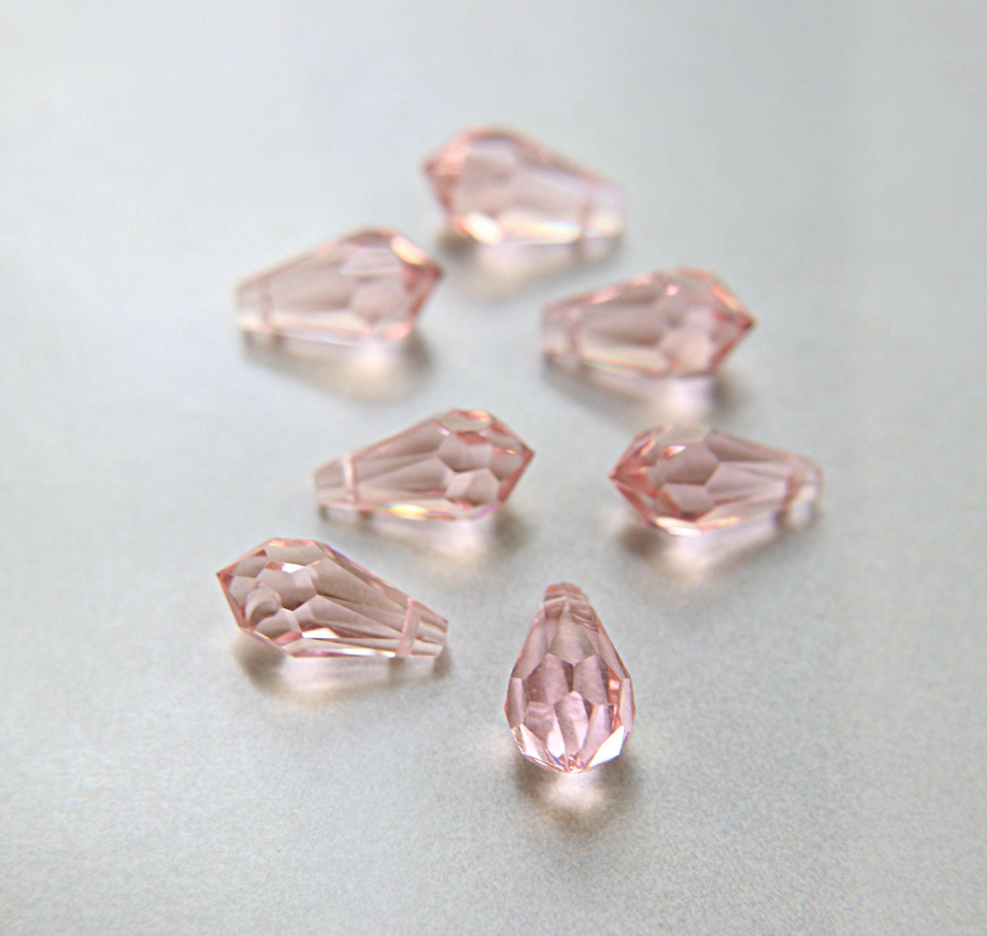 Vintage Czech Blush Rose crystal Drops 18x9 MM Fancy Crystal drops 3/12/36 Pieces
