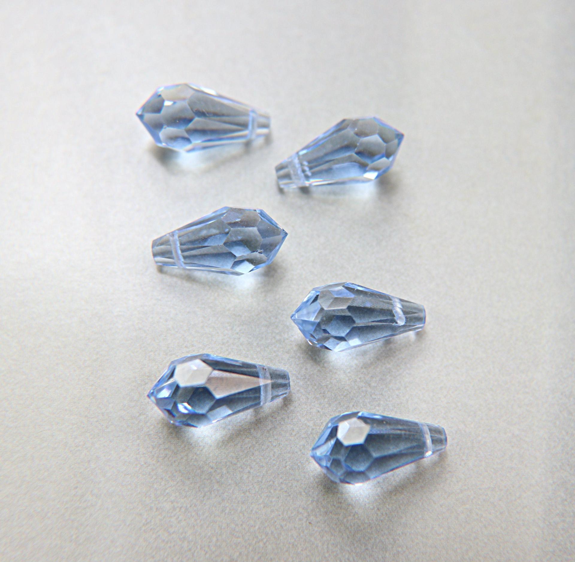 Vintage Czech Light Sapphire crystal Drops 18x9 MM Fancy Crystal drops 3/12/36 Pieces