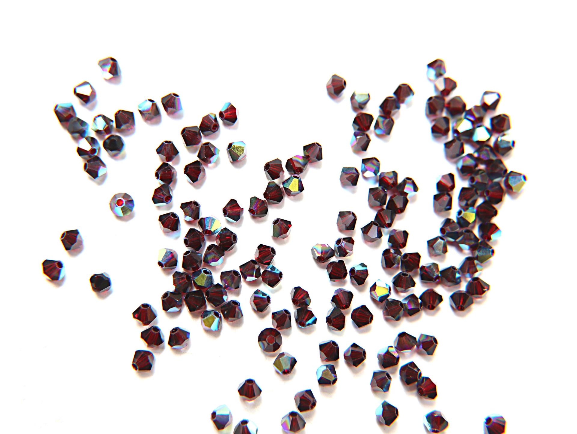 Swarovski (3/4mm) Garnet Aurore Boreale (241) Bicones 36/72/144/432/720 Pieces Jewelry making beads, PREMIUM BEADS, sew materials, couture